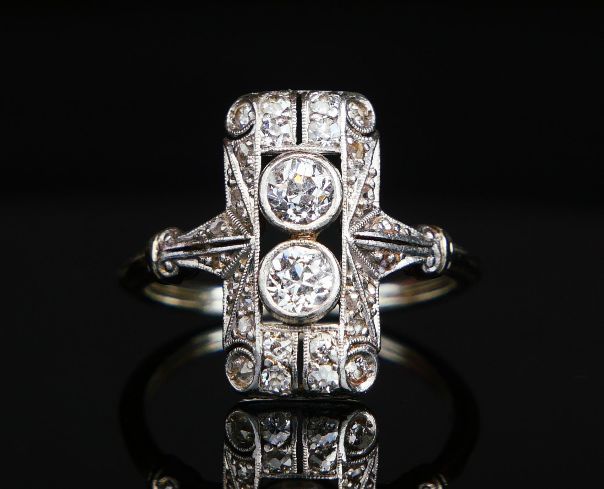 Antique German Ring natural 0.5 ctw Diamonds solid 18K Platinum ØUS 5.5 / 3.1gr For Sale 2
