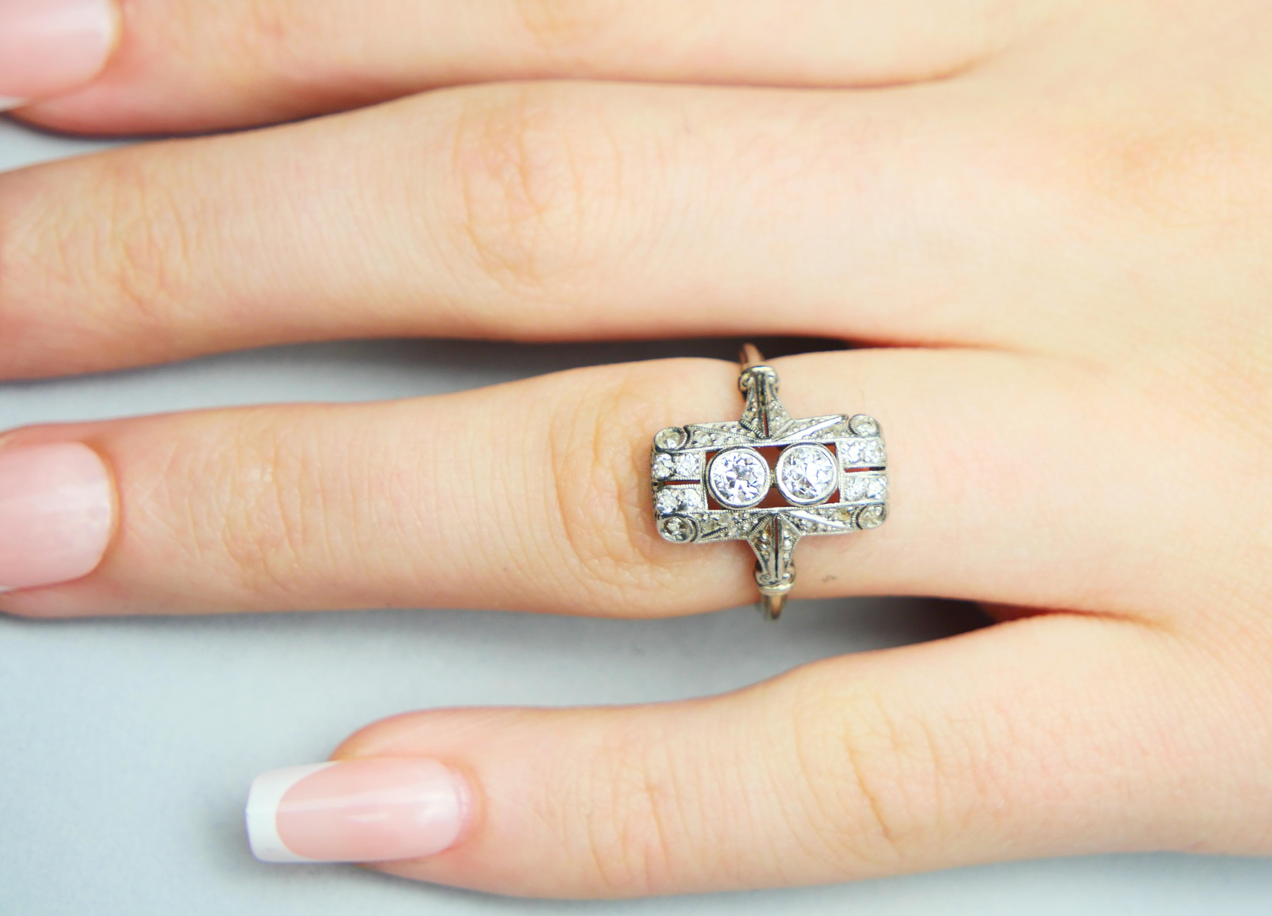 Anello antico tedesco con diamanti naturali da 0,5 ctw in platino 18 carati ØUS 5,5 / 3,1gr in vendita 3