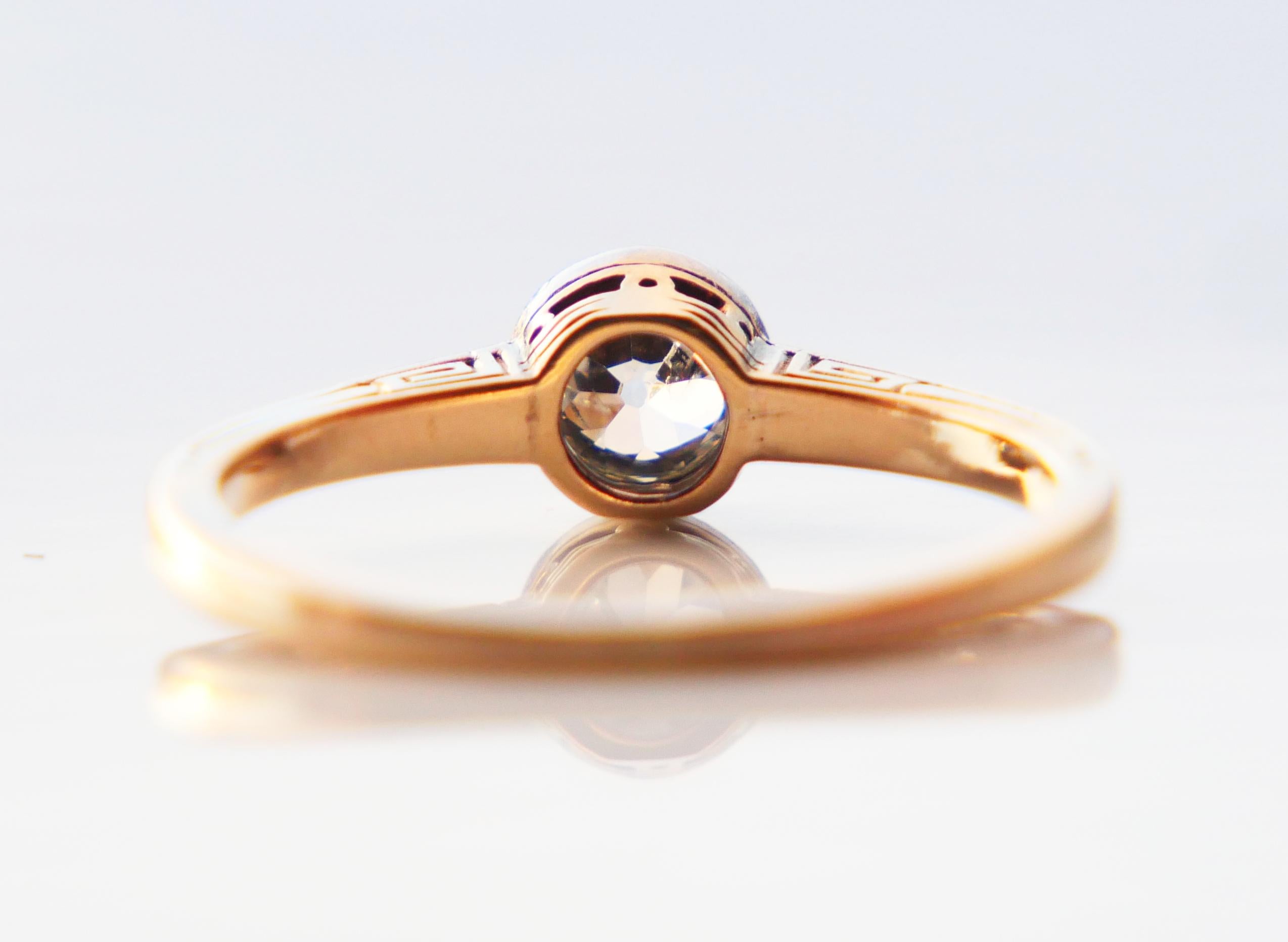 Antique German Ring natural 0.65ct Diamond solid 14K Gold Silver Ø US6.5 / 2.5gr For Sale 5