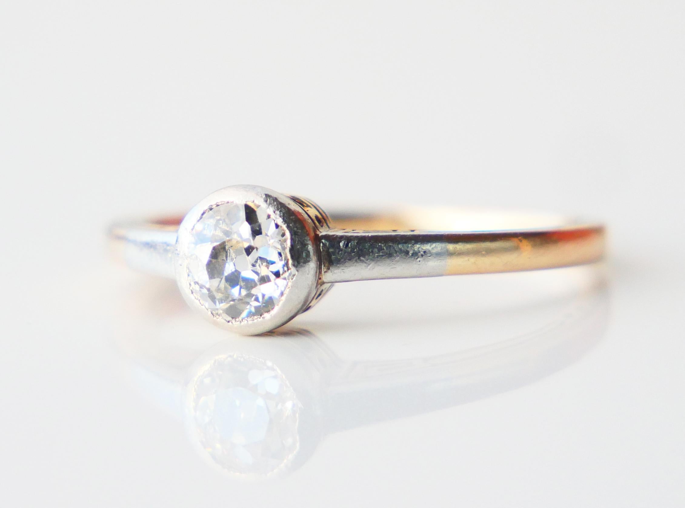 Antique German Ring natural 0.65ct Diamond solid 14K Gold Silver Ø US6.5 / 2.5gr For Sale 6