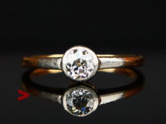 Antiker Deutscher Ring natürlich 0.65ct Diamant massiv 14K Gold Silber Ø US6.5 / 2.5gr
