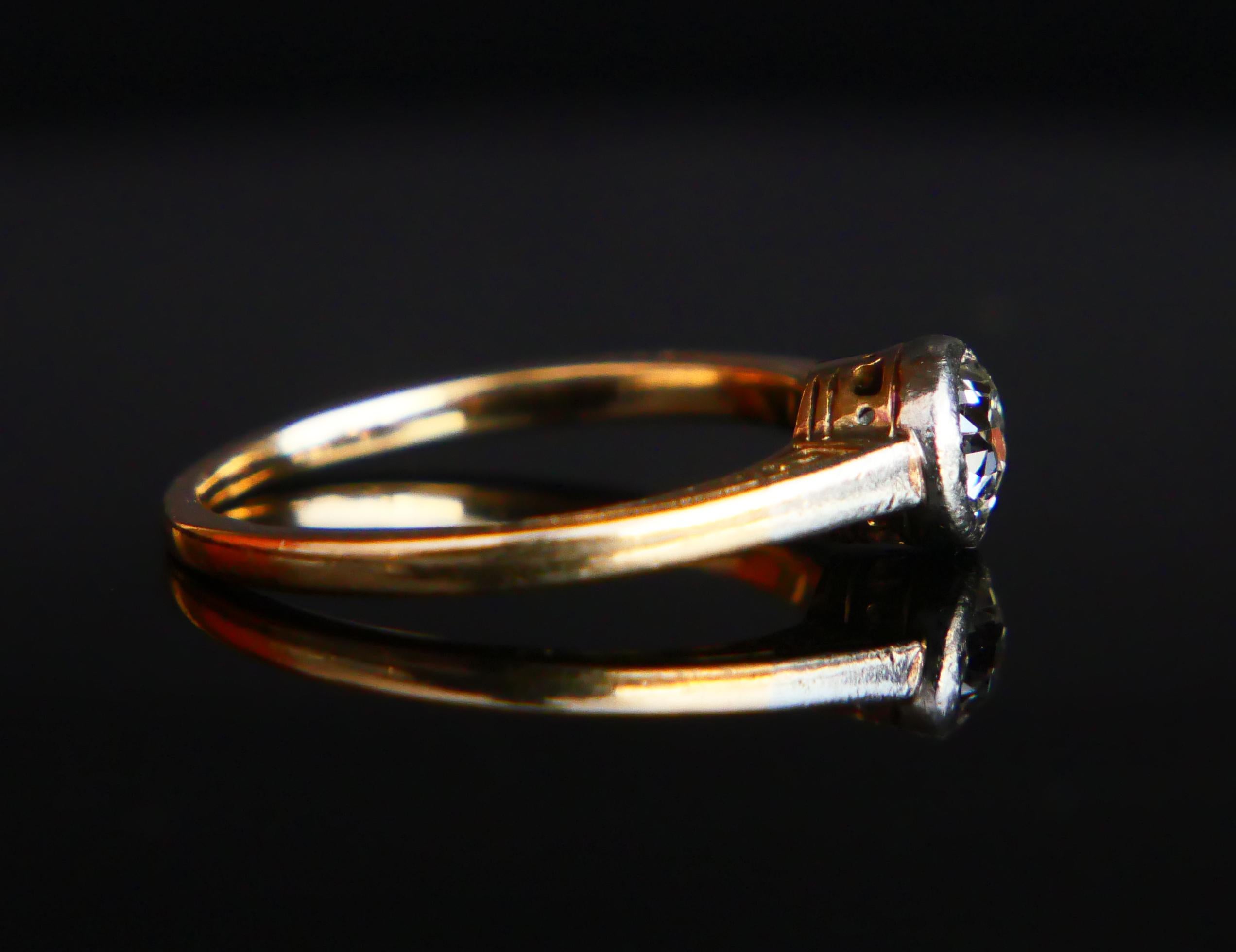 Women's Antique German Ring natural 0.65ct Diamond solid 14K Gold Silver Ø US6.5 / 2.5gr For Sale