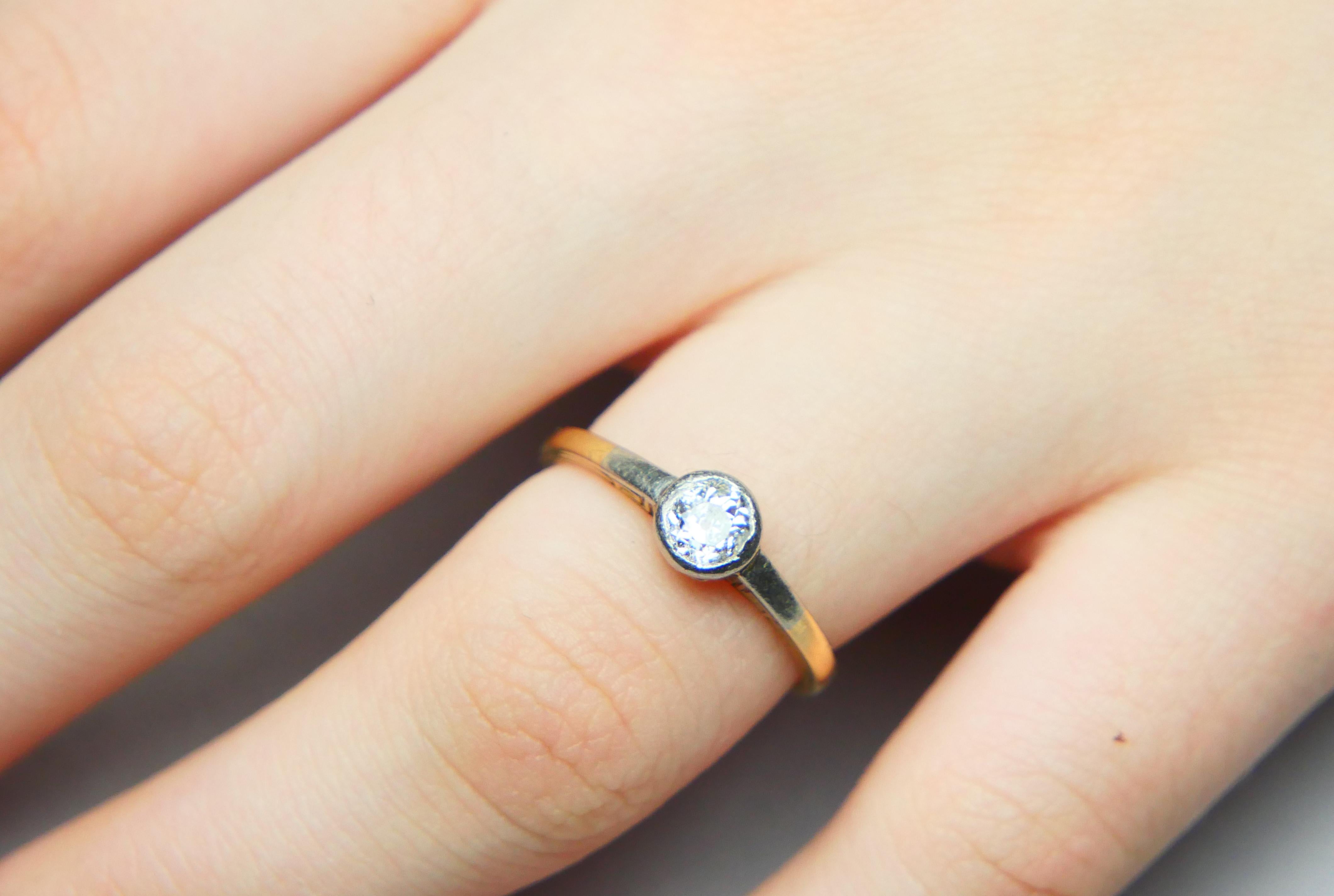 Antique German Ring natural 0.65ct Diamond solid 14K Gold Silver Ø US6.5 / 2.5gr For Sale 2
