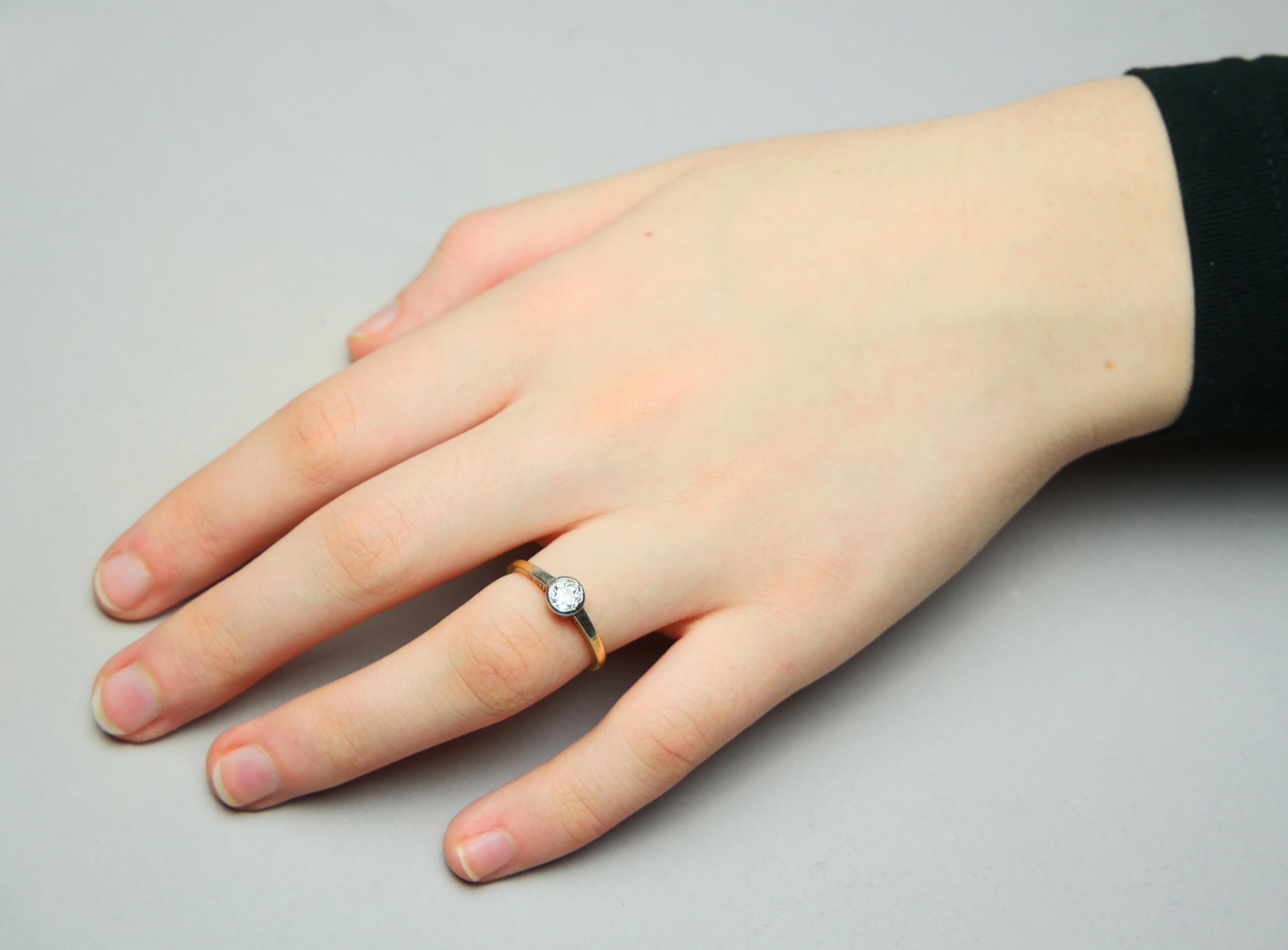Antique German Ring natural 0.65ct Diamond solid 14K Gold Silver Ø US6.5 / 2.5gr For Sale 3