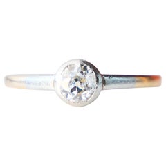 Antique German Ring natural 0.65ct Diamond solid 14K Gold Silver Ø US6.5 / 2.5gr