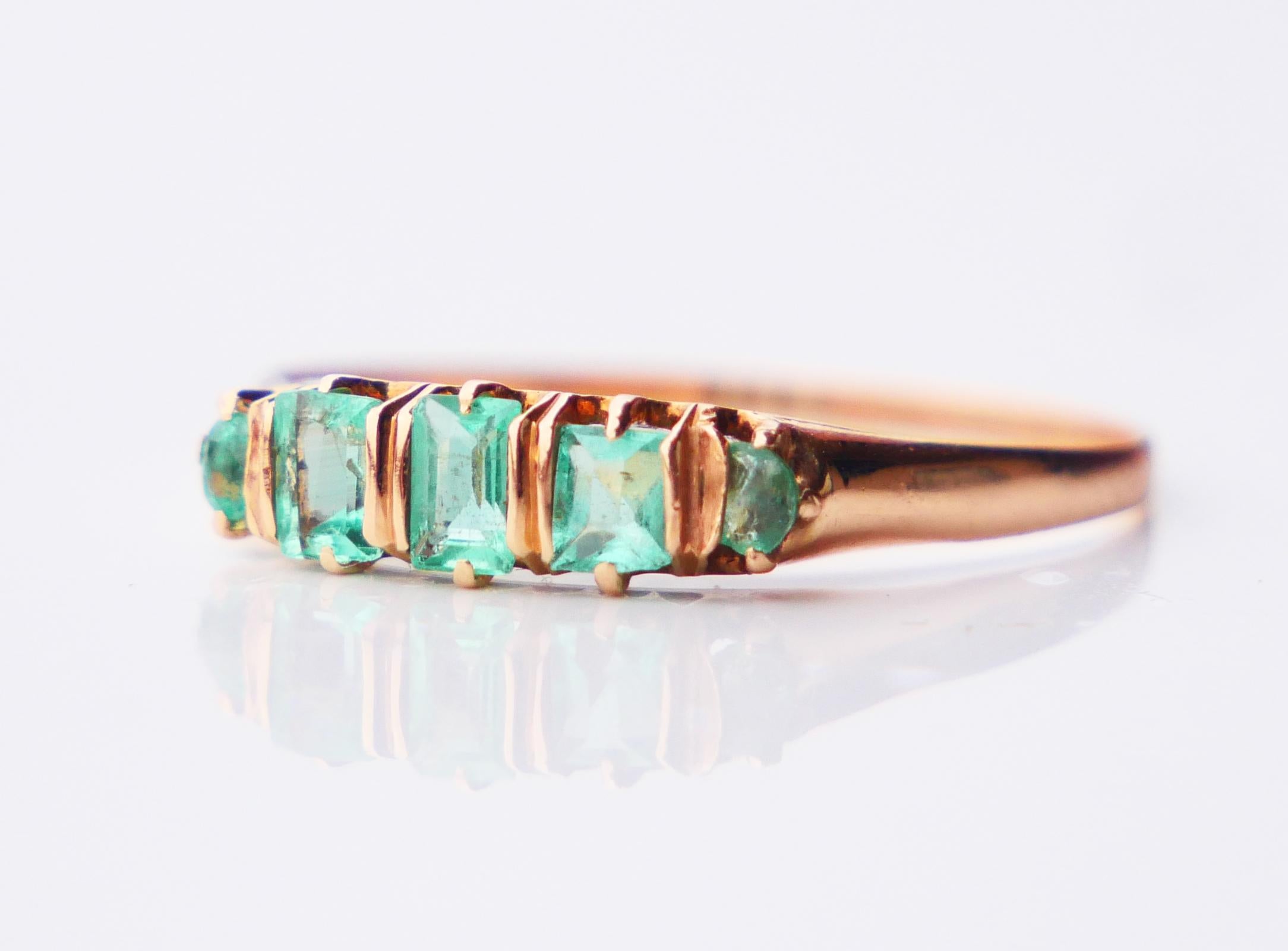 Antique German Ring natural 0.7 ctw Emeralds solid 18K Gold Ø 8US / 1.7 gr 8