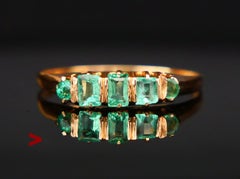 Antique German Ring natural 0.7 ctw Emeralds solid 18K Gold Ø 8US / 1.7 gr