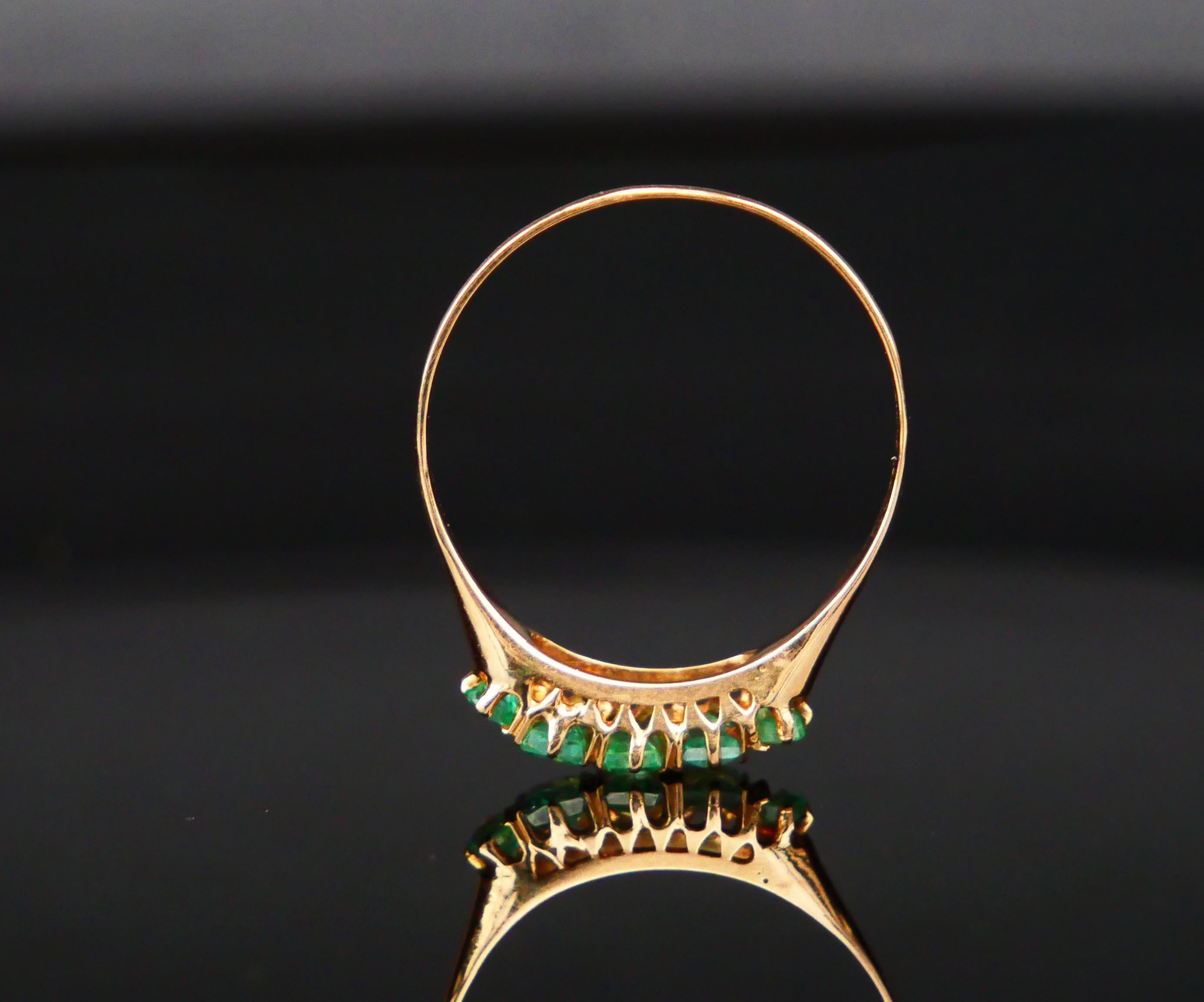 Antique German Ring natural 0.7 ctw Emeralds solid 18K Gold Ø 8US / 1.7 gr 2