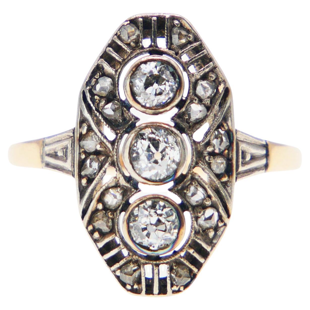 Bague Allemande Antique naturelle 0.72ctw Diamants or massif 14K US 5.75 / 2.55 gr