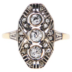 Anello antico tedesco con diamanti naturali da 0,72 carati in oro massiccio 14 carati US 5,75 / 2,55 gr.