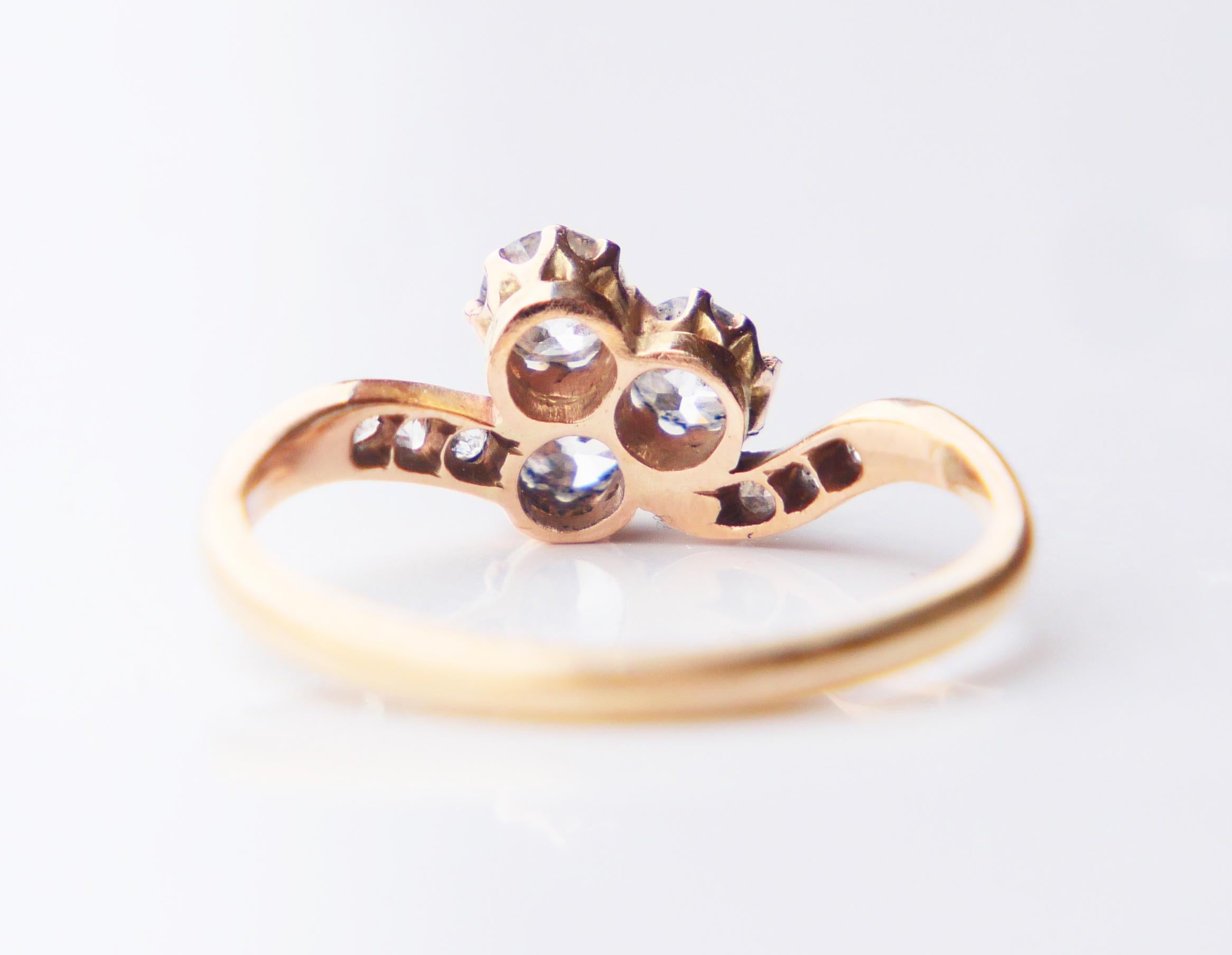 Bague allemande ancienne naturelle  0.8 ctw Diamants or 14 massif Ø 6.75 US / 2gr en vente 9