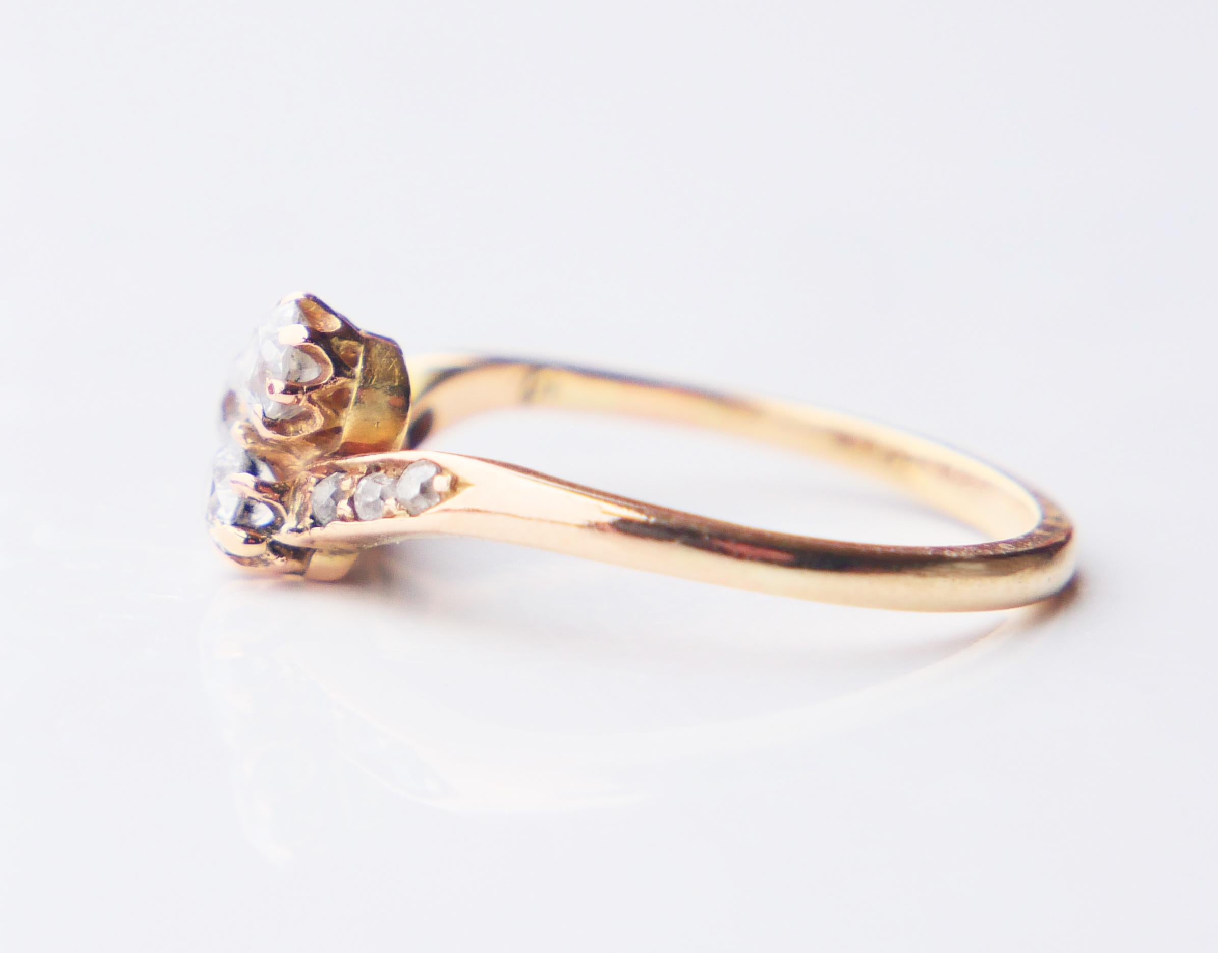 Bague allemande ancienne naturelle  0.8 ctw Diamants or 14 massif Ø 6.75 US / 2gr en vente 10