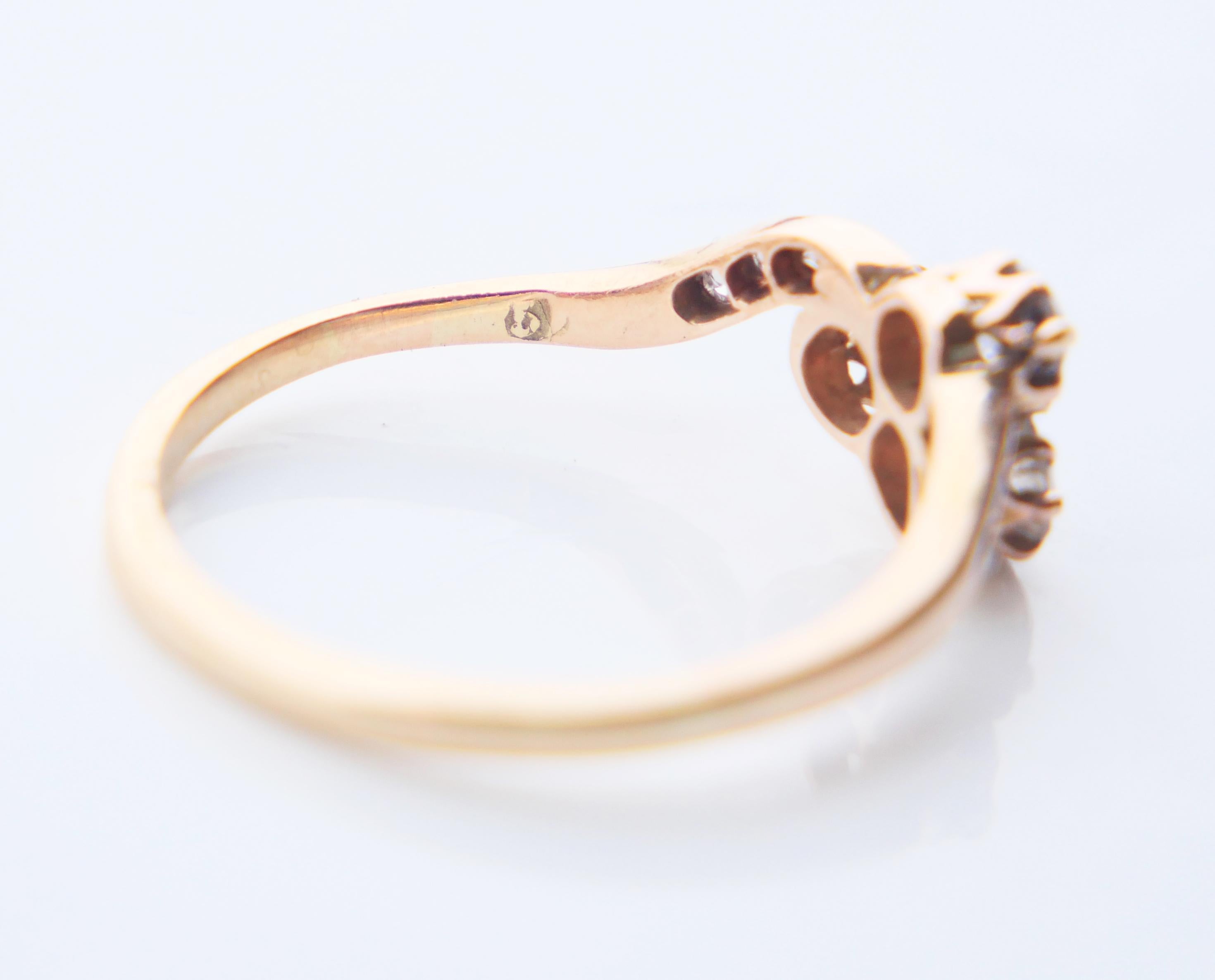 Bague allemande ancienne naturelle  0.8 ctw Diamants or 14 massif Ø 6.75 US / 2gr en vente 11