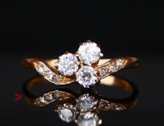 Anello antico tedesco Nature  0,8 ctw Diamanti solidi in oro 14 Ø 6,75 US / 2gr