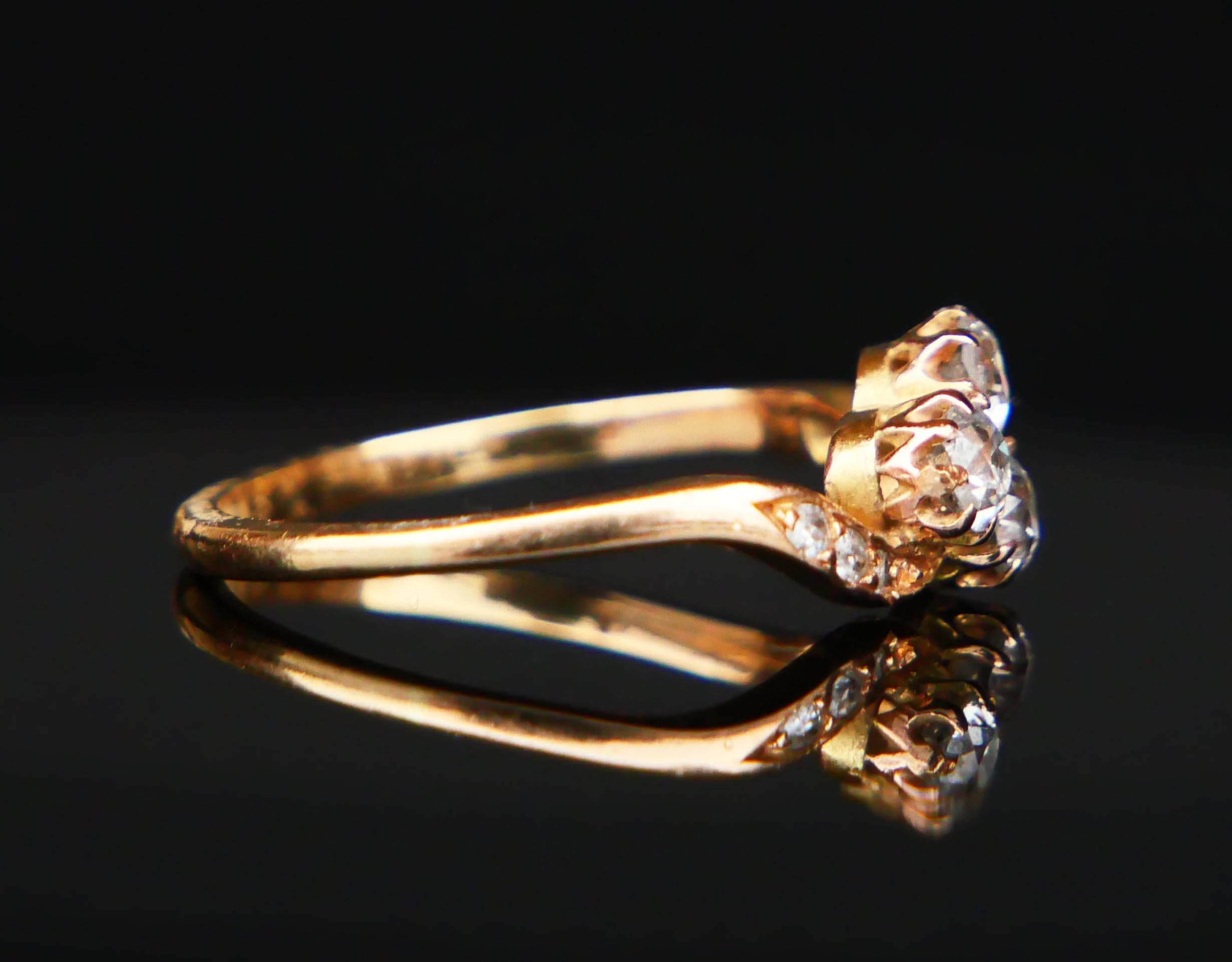 Bague allemande ancienne naturelle  0.8 ctw Diamants or 14 massif Ø 6.75 US / 2gr Pour femmes en vente