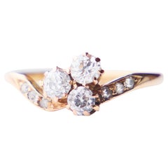 Bague allemande ancienne naturelle  0.8 ctw Diamants or 14 massif Ø 6.75 US / 2gr