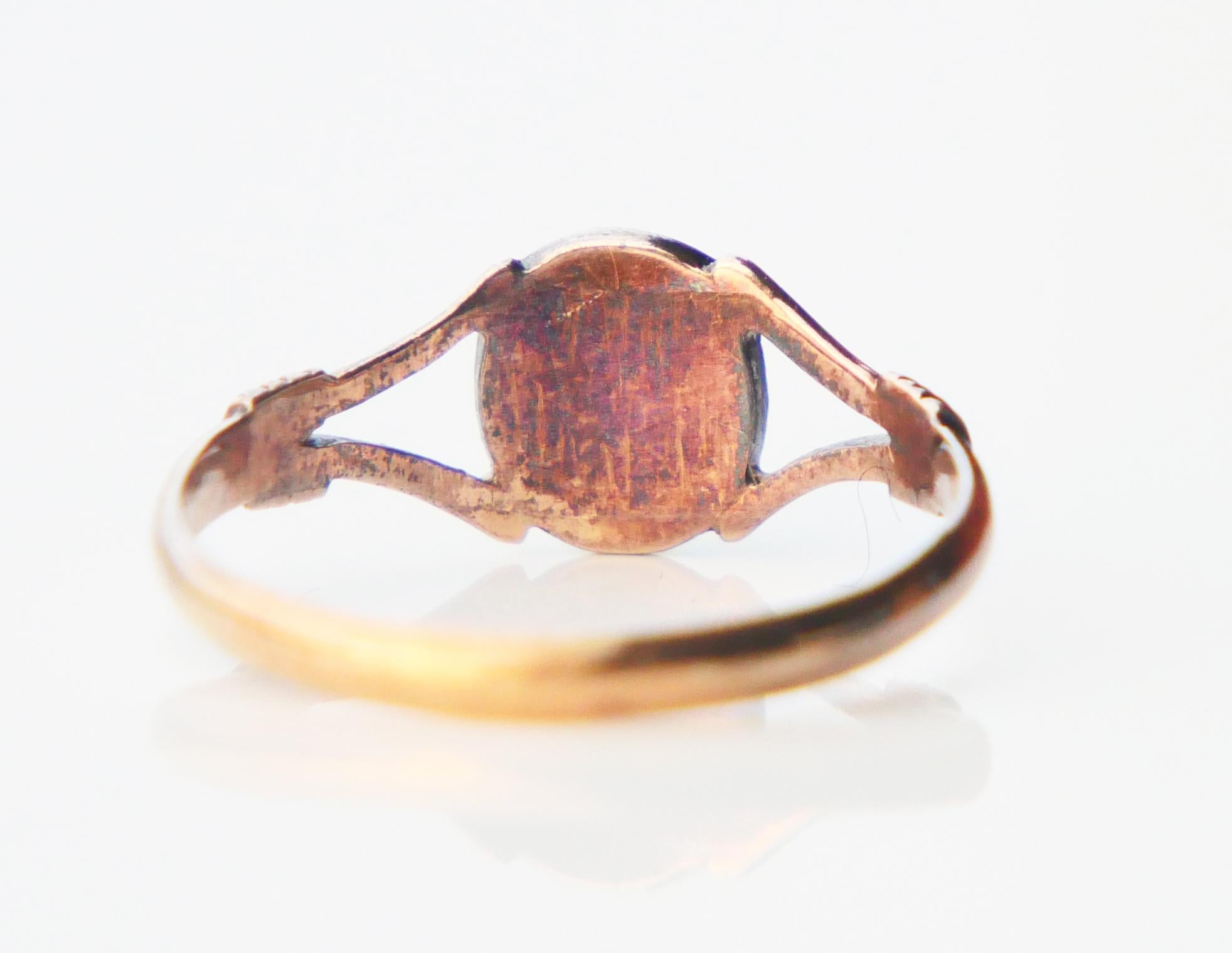 Antique German Ring natural 0.8ct Diamond solid 18K Gold Silver ØUS6.25/1.3gr 9