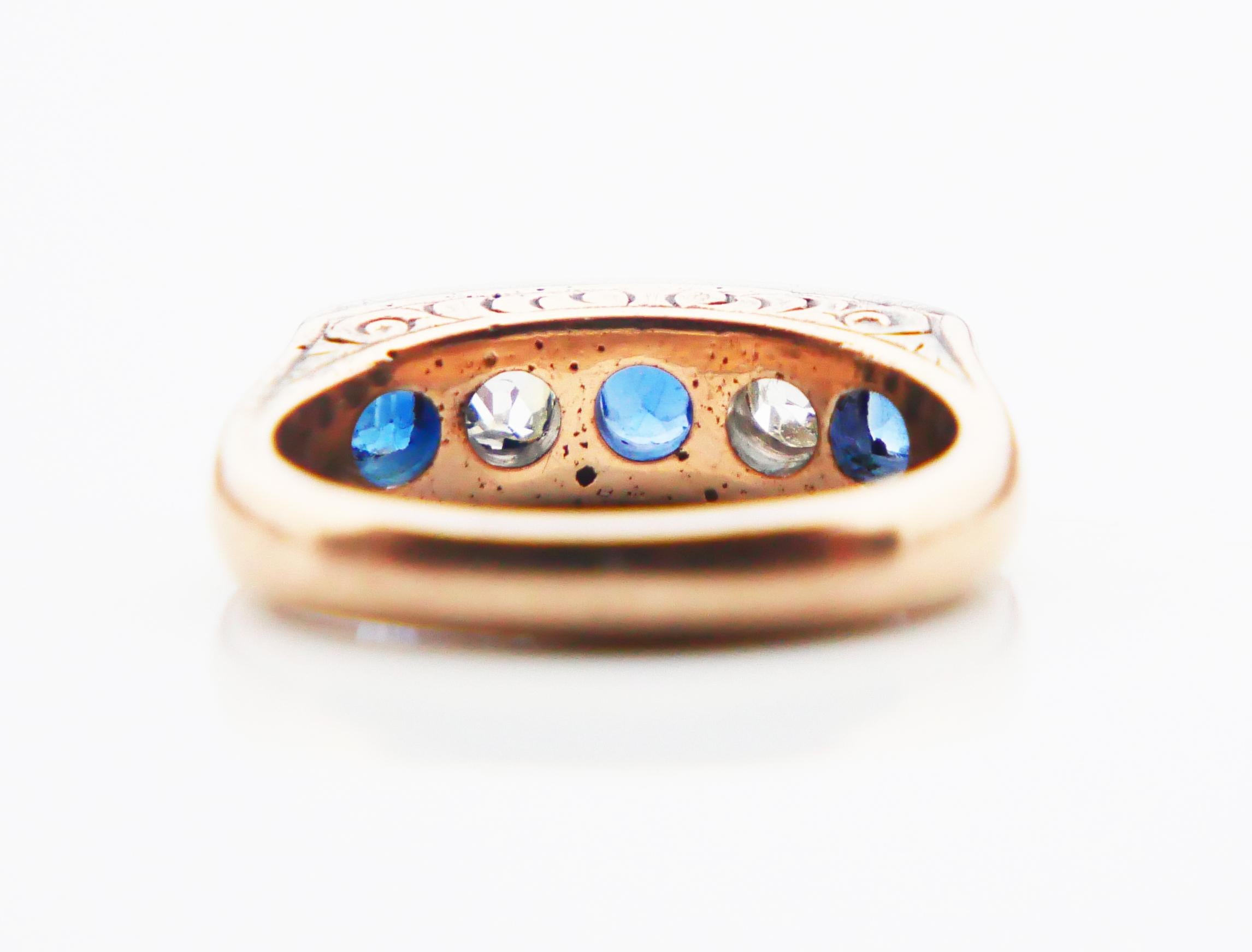 Antique German Ring natural 1 ctw. Sapphire 0.5ctw. Diamond 14K ØUS6.75 /6.6gr For Sale 5
