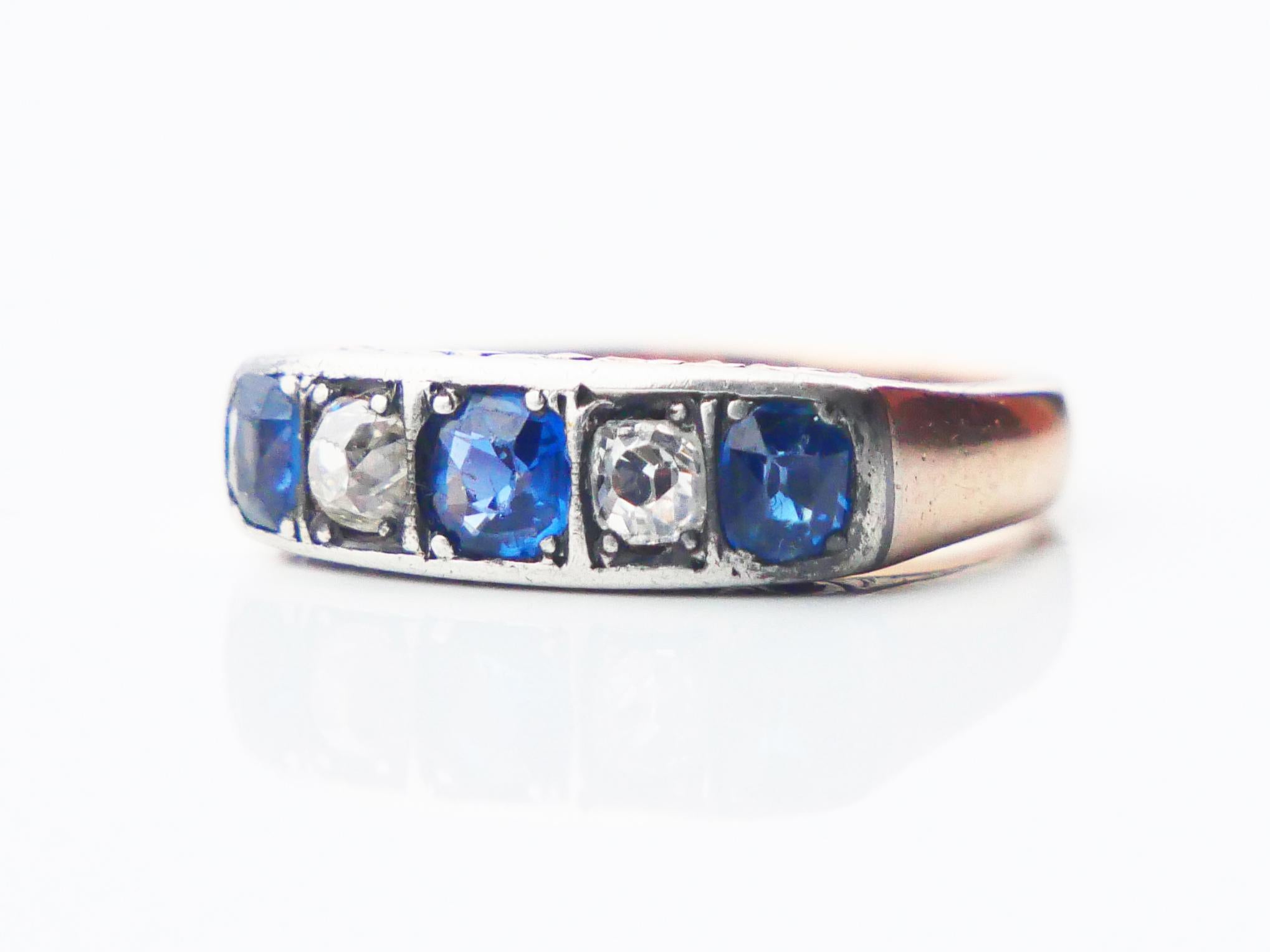 Antique German Ring natural 1 ctw. Sapphire 0.5ctw. Diamond 14K ØUS6.75 /6.6gr For Sale 7