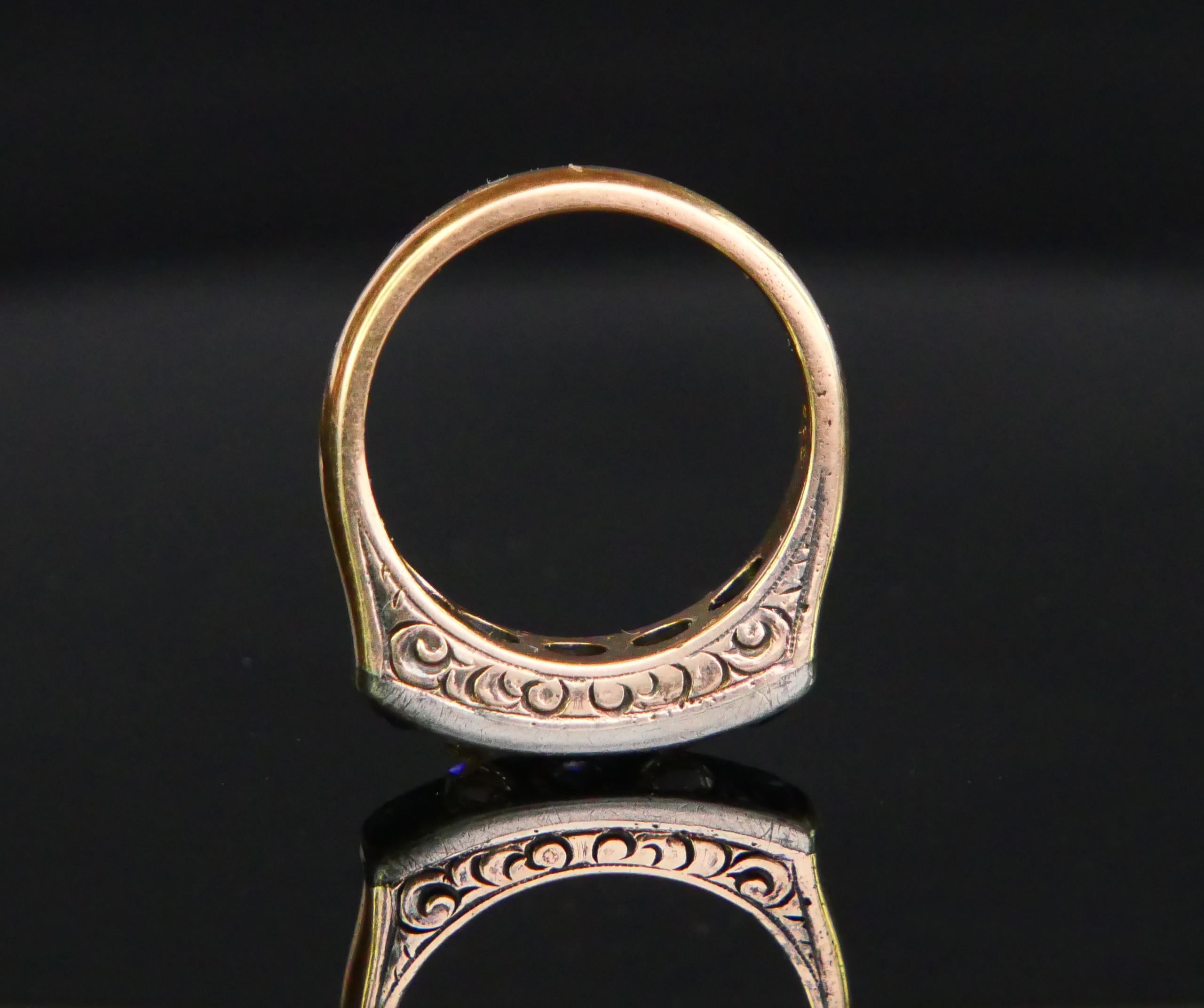Women's Antique German Ring natural 1 ctw. Sapphire 0.5ctw. Diamond 14K ØUS6.75 /6.6gr For Sale