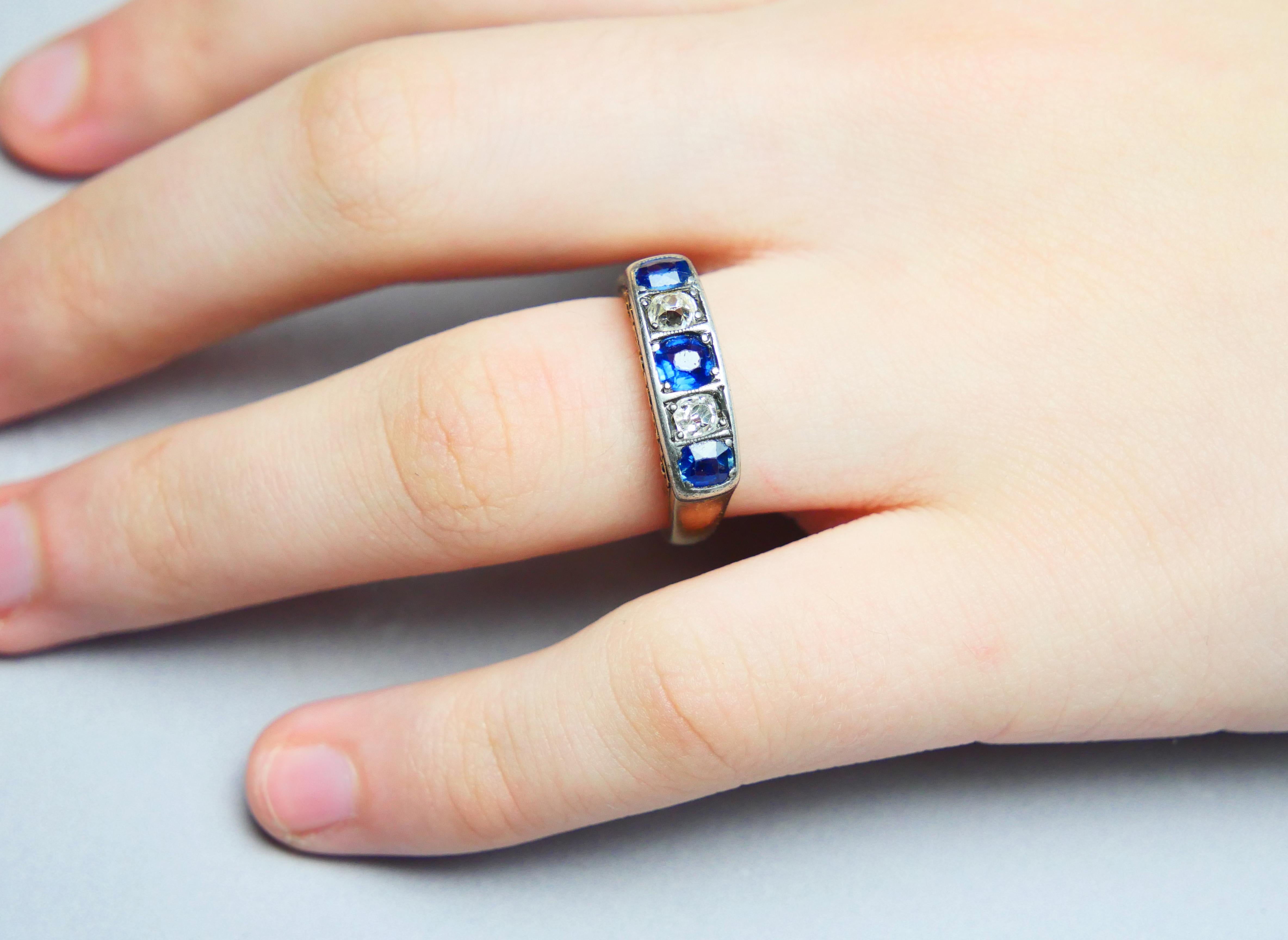 Antique German Ring natural 1 ctw. Sapphire 0.5ctw. Diamond 14K ØUS6.75 /6.6gr For Sale 2