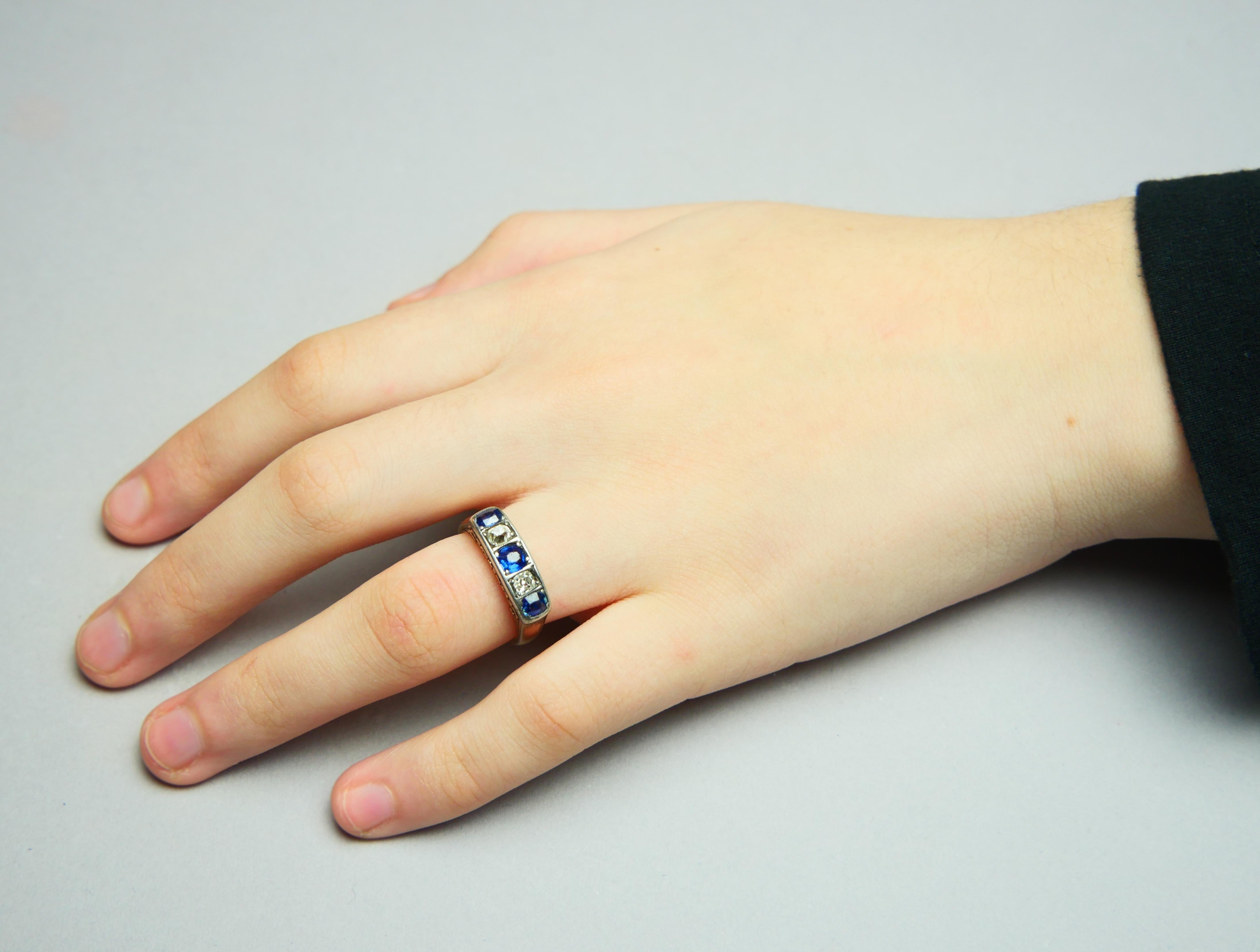 Antique German Ring natural 1 ctw. Sapphire 0.5ctw. Diamond 14K ØUS6.75 /6.6gr For Sale 3