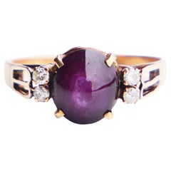 Anello antico tedesco naturale 5ct. Stella rubino con diamanti in oro massiccio 14K ØUS7.5/ 3gr Anello antico tedesco naturale 5ct. Stella rubino con diamanti in oro massiccio 14K ØUS7.5/ 3gr