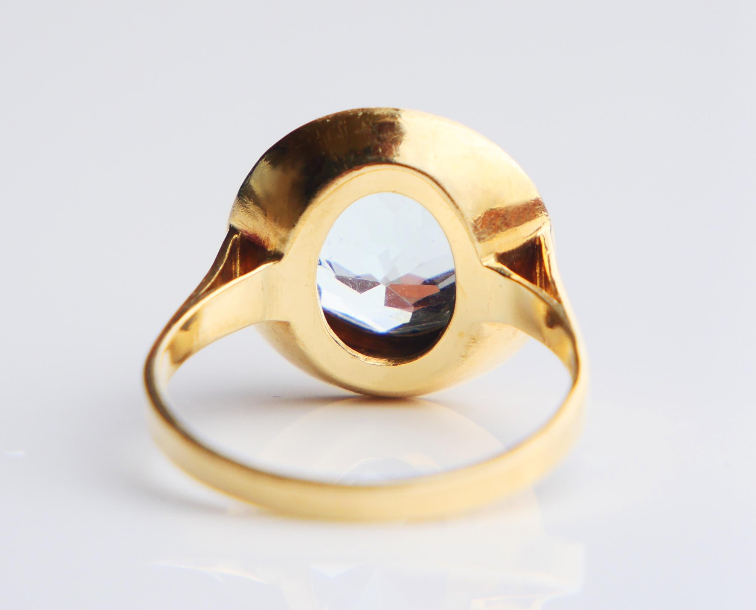 Antique German Ring natural Aquamarine solid 18K Gold ØUS7.25 / 4.2gr 6