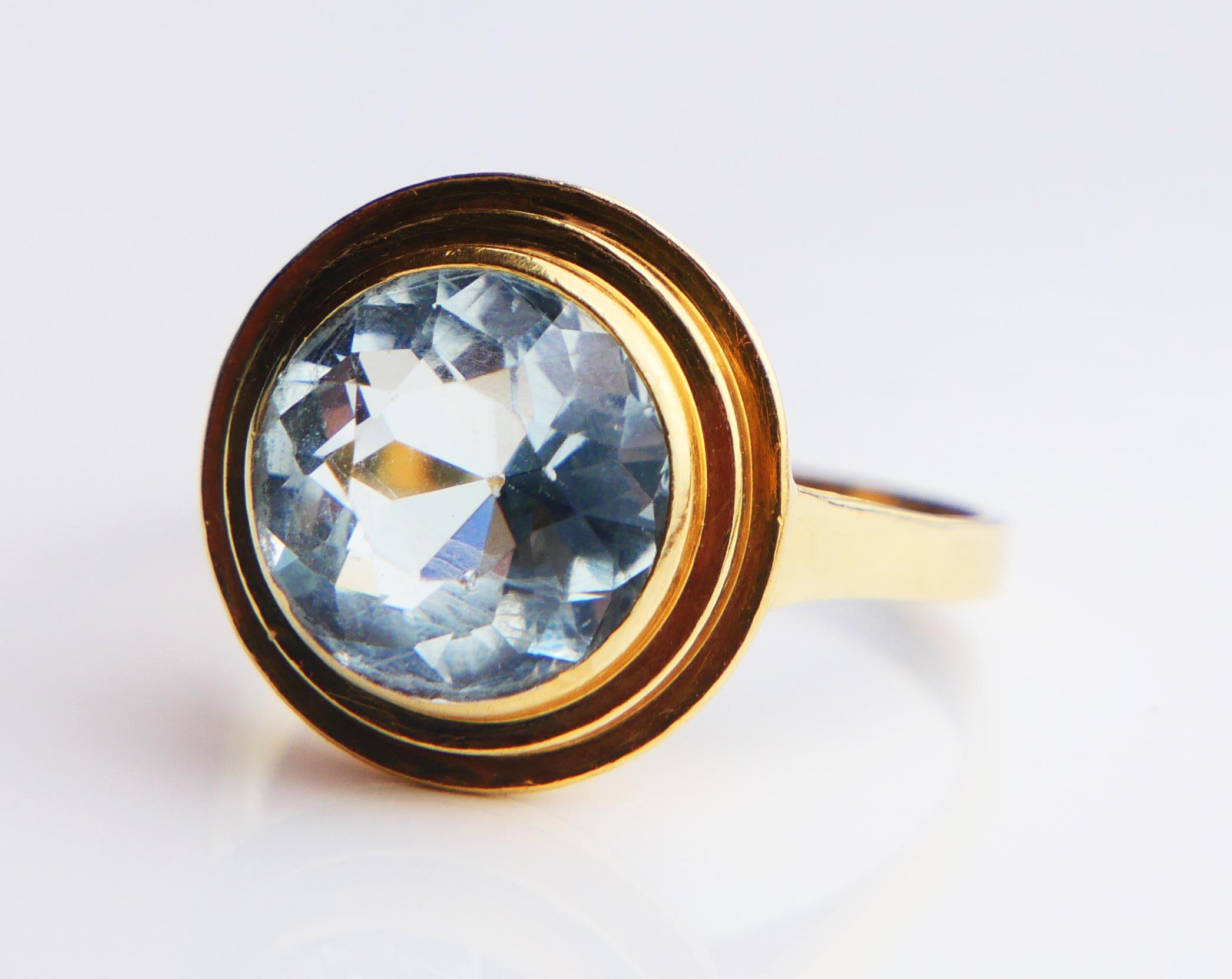 Antique German Ring natural Aquamarine solid 18K Gold ØUS7.25 / 4.2gr 7