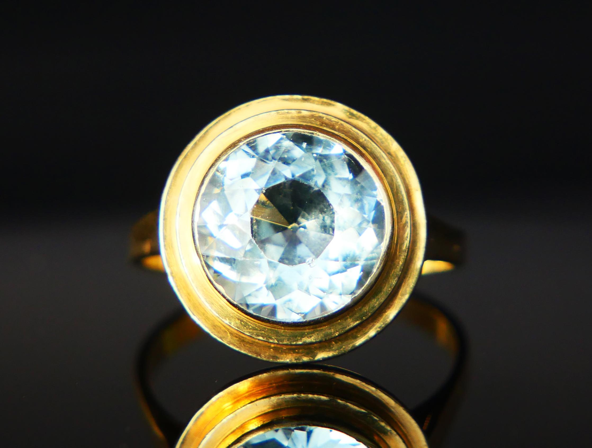 Women's Antique German Ring natural Aquamarine solid 18K Gold ØUS7.25 / 4.2gr