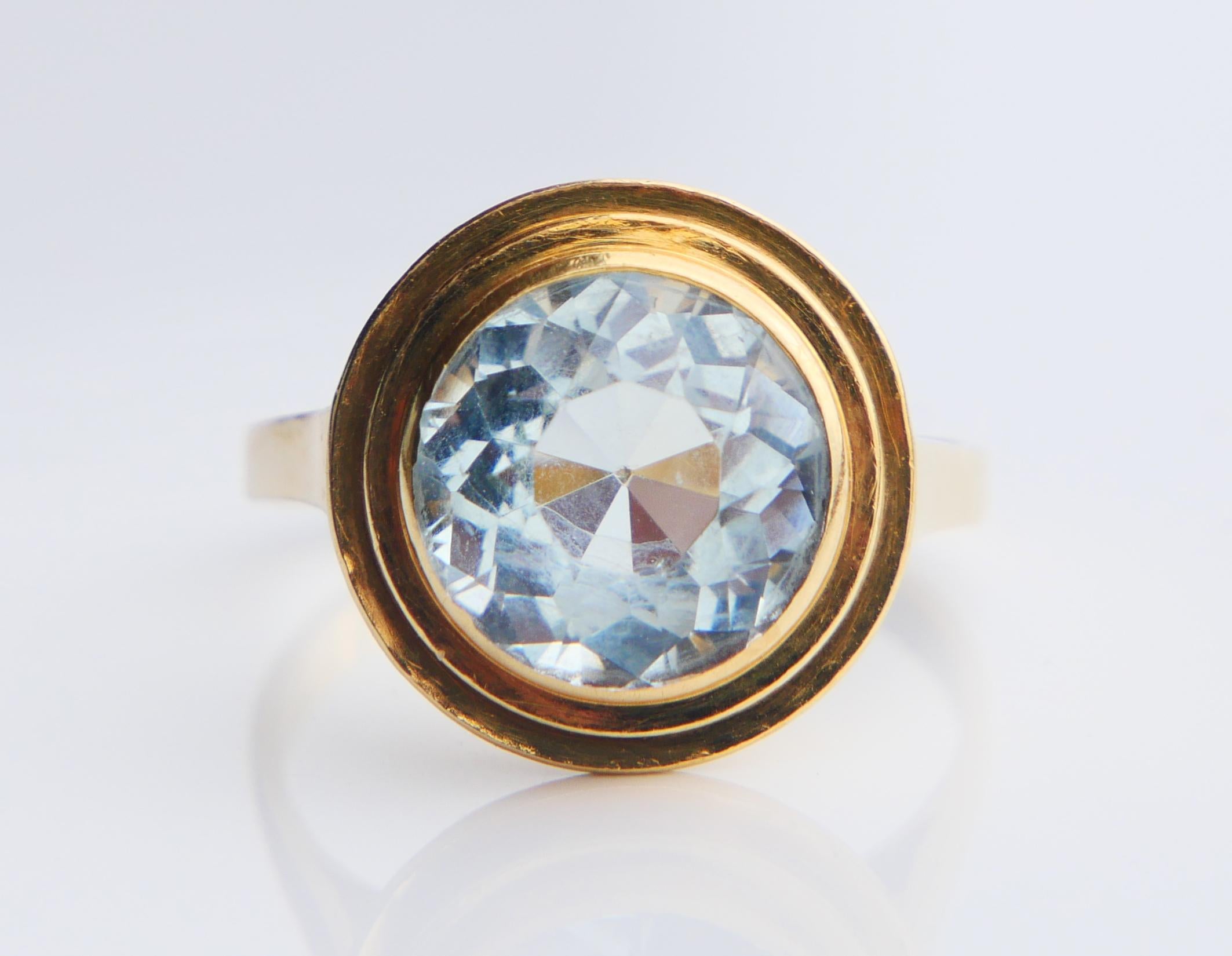 Antique German Ring natural Aquamarine solid 18K Gold ØUS7.25 / 4.2gr 3
