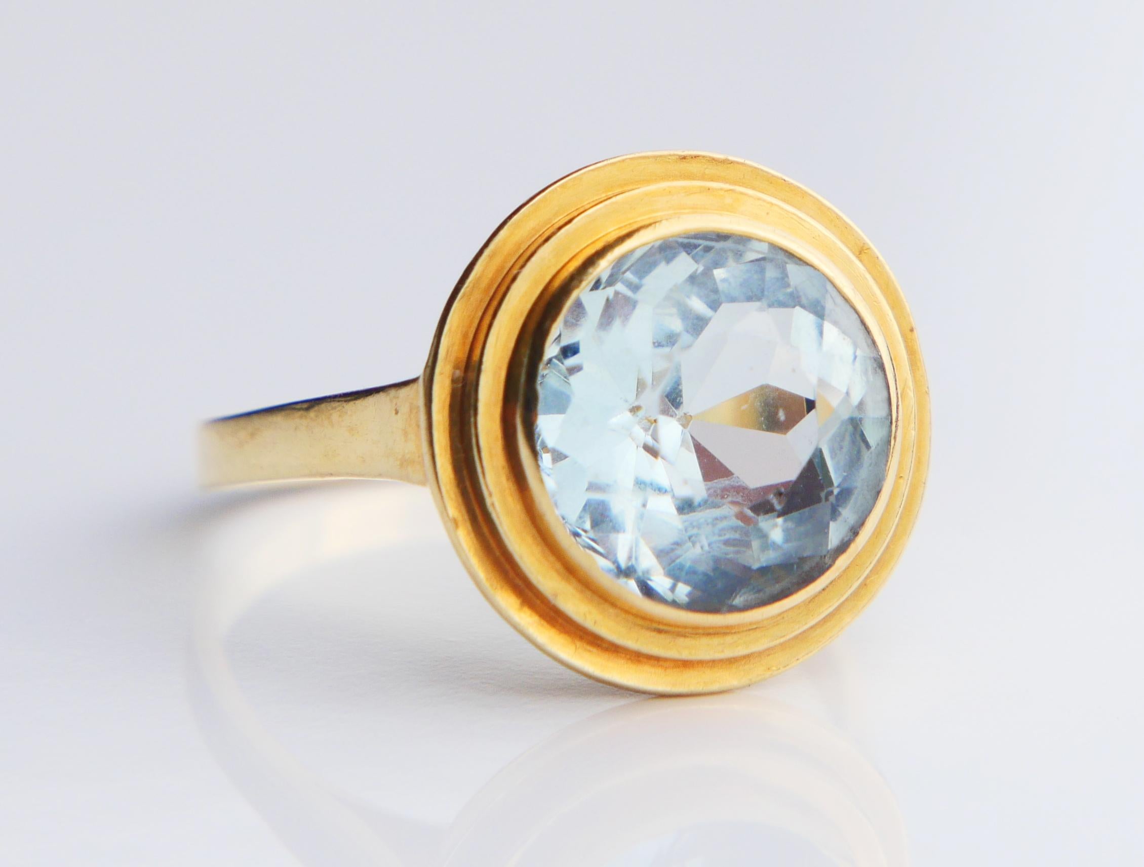 Antique German Ring natural Aquamarine solid 18K Gold ØUS7.25 / 4.2gr 4