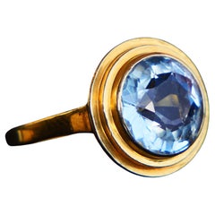 Antique German Ring natural Aquamarine solid 18K Gold ØUS7.25 / 4.2gr