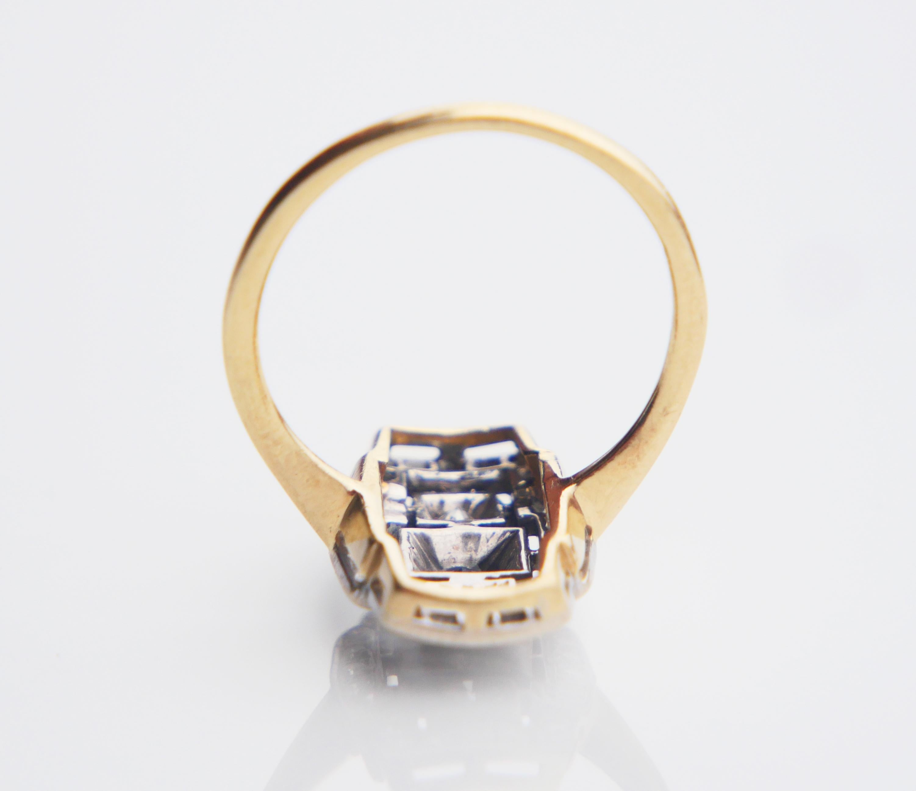 Antiker deutscher Ring natürlicher Saphir Diamanten 14K Gold Platin Ø US8.25/4.5gr 8
