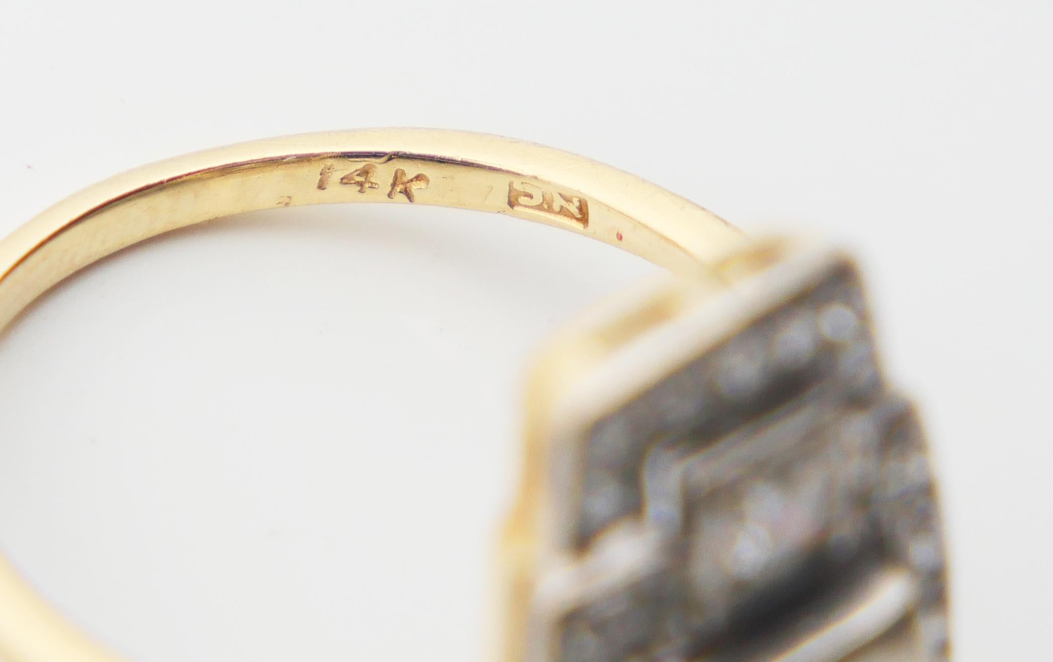 Antiker deutscher Ring natürlicher Saphir Diamanten 14K Gold Platin Ø US8.25/4.5gr 9