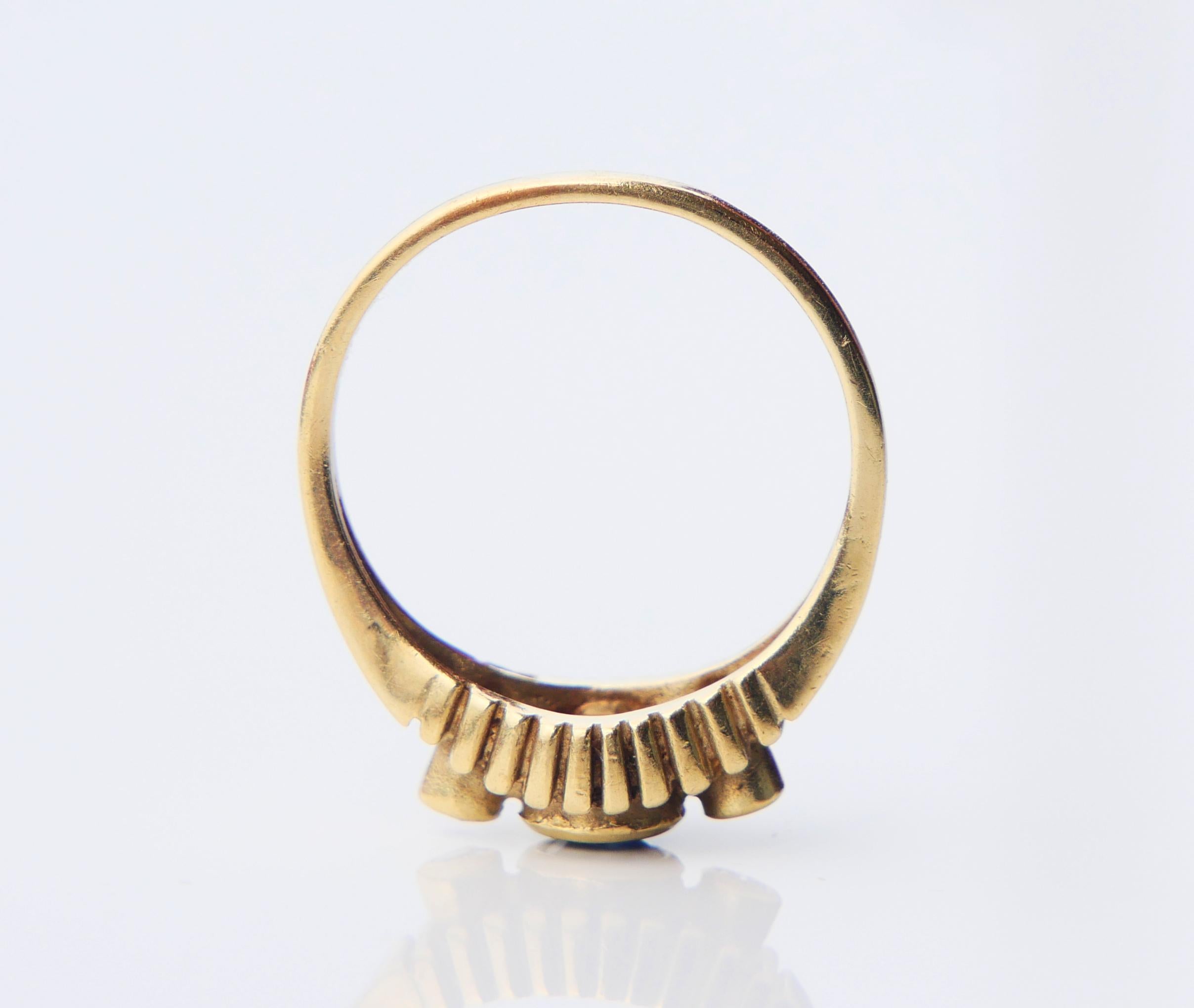 Bague Allemande Antique saphir naturel Diamants or massif 14K ØUS6.5/ 4.27gr en vente 6
