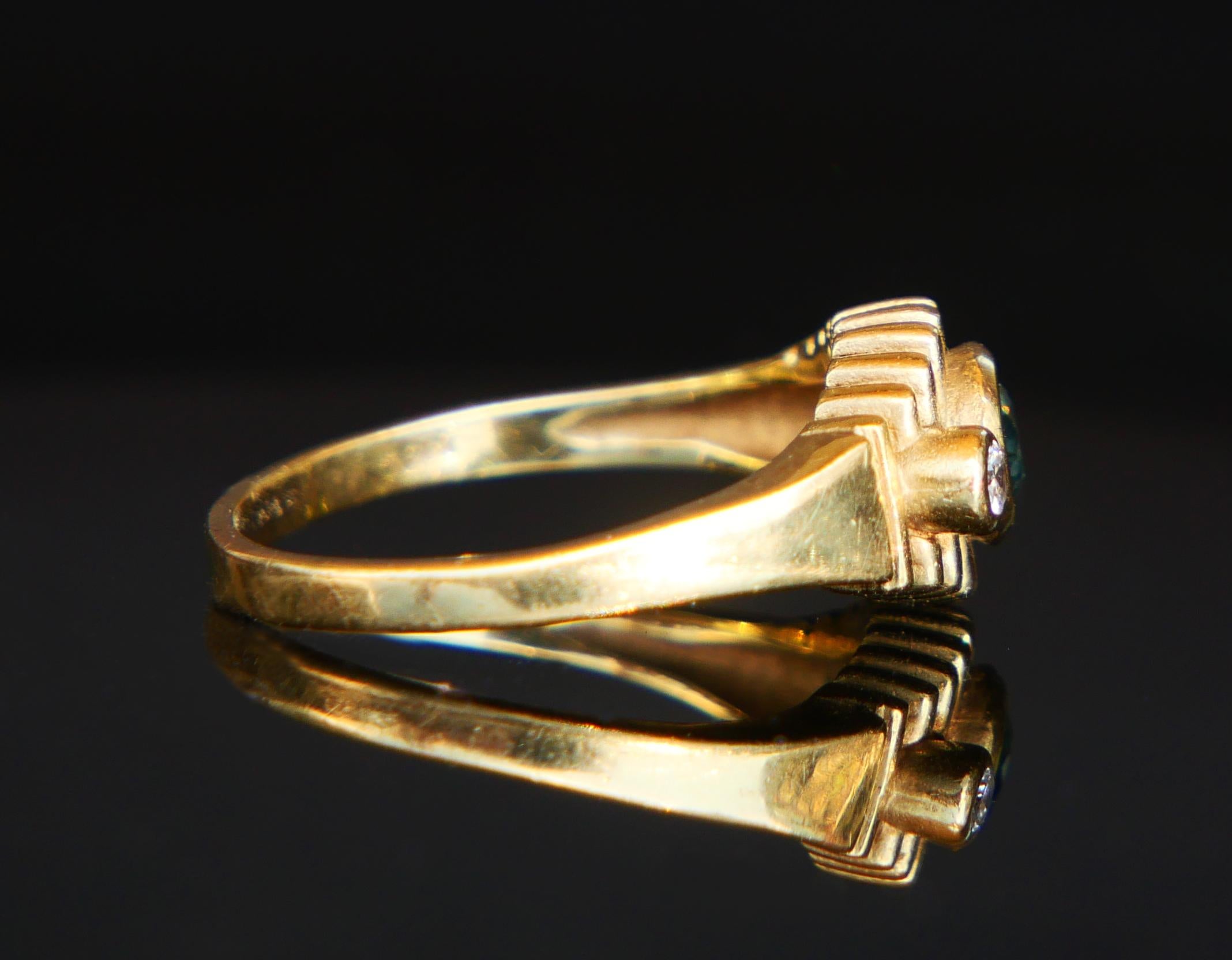 Bague Allemande Antique saphir naturel Diamants or massif 14K ØUS6.5/ 4.27gr Pour femmes en vente