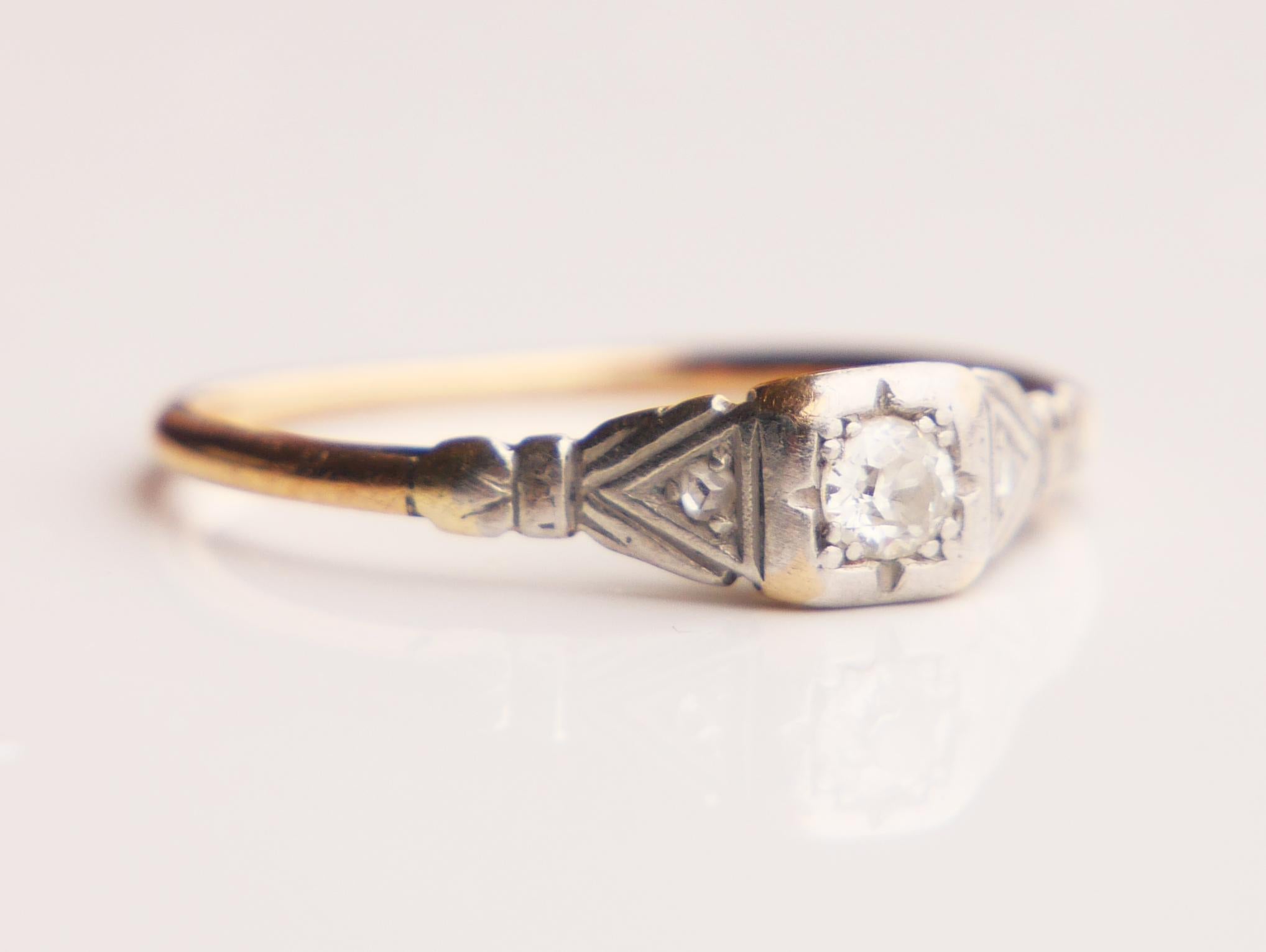 Anillo Alemán Antiguo Diamantes macizos Oro 14K Ø 8.75 US/ 1.8gr en venta 5