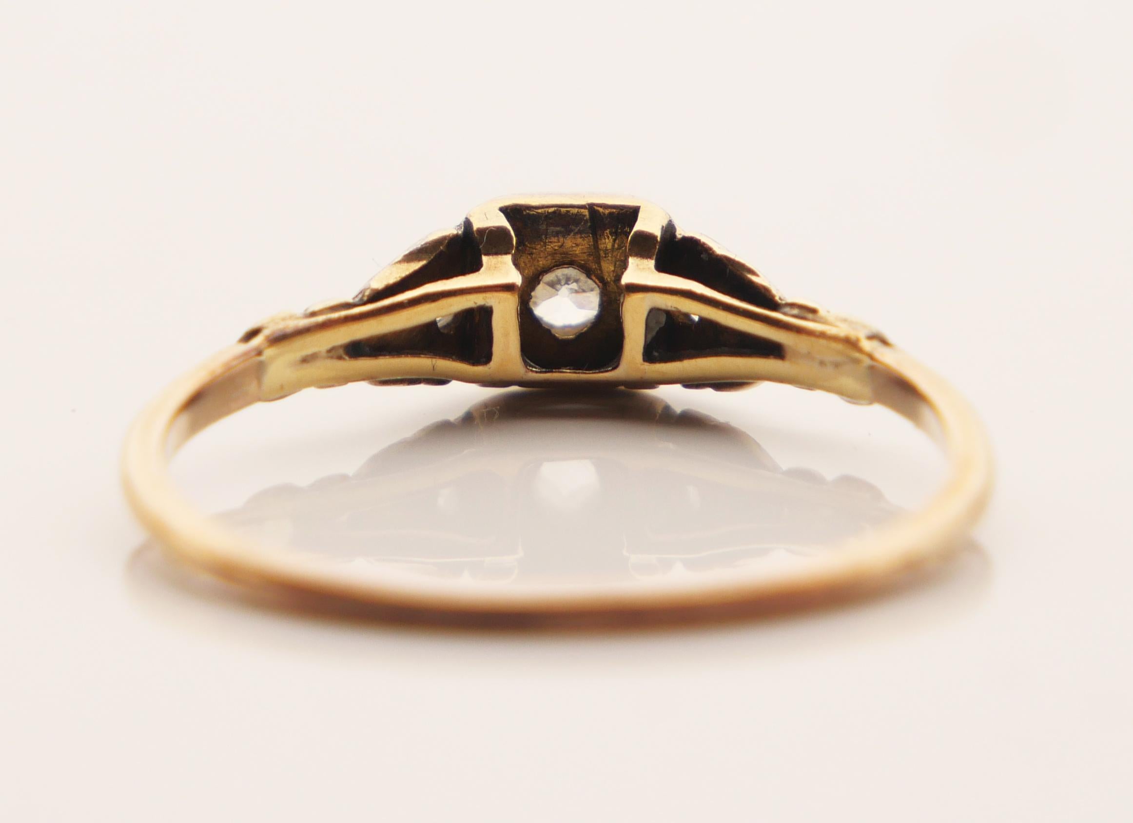 Anillo Alemán Antiguo Diamantes macizos Oro 14K Ø 8.75 US/ 1.8gr en venta 6