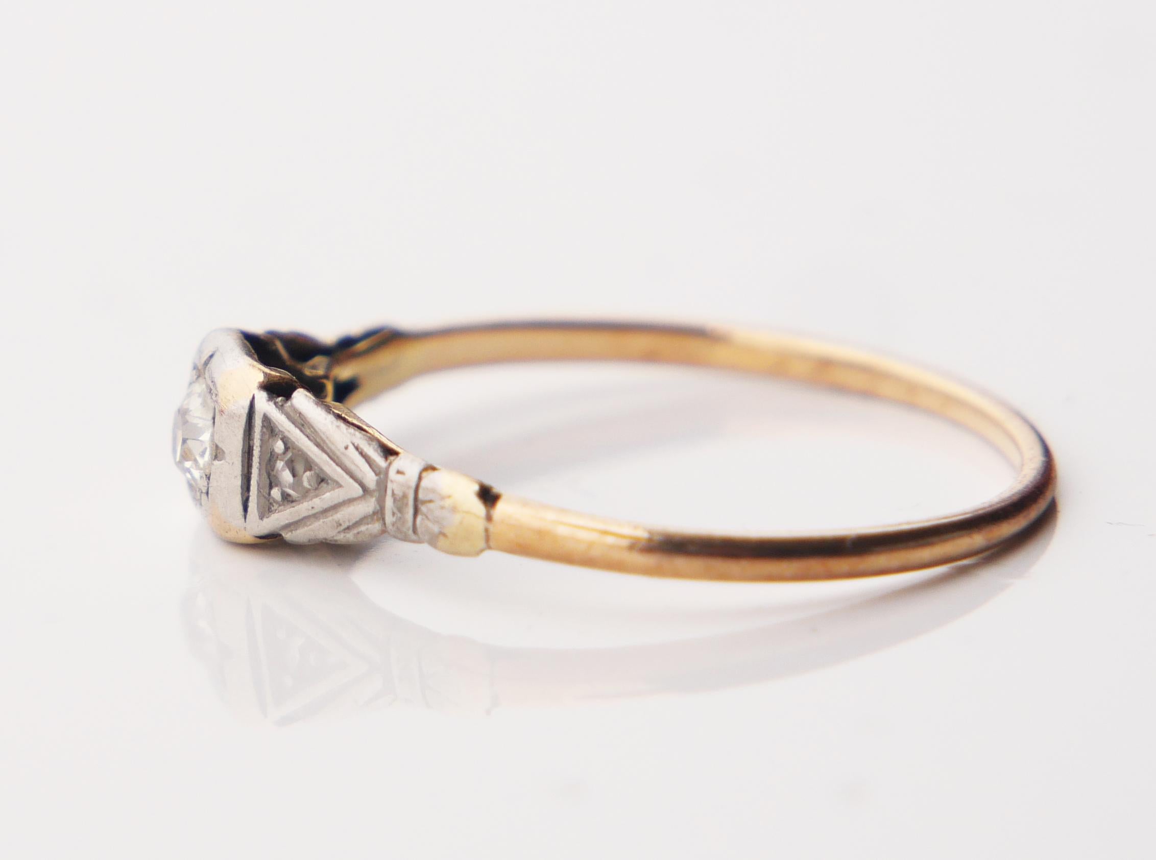 Anillo Alemán Antiguo Diamantes macizos Oro 14K Ø 8.75 US/ 1.8gr en venta 8