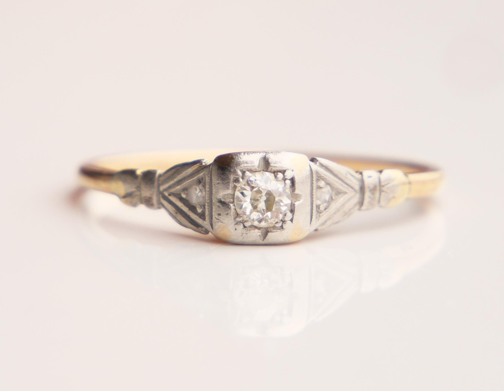 Anillo Alemán Antiguo Diamantes macizos Oro 14K Ø 8.75 US/ 1.8gr en venta 9