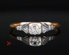 Antique German Ring Diamonds solid 14K Gold Ø 8.75 US/ 1.8gr