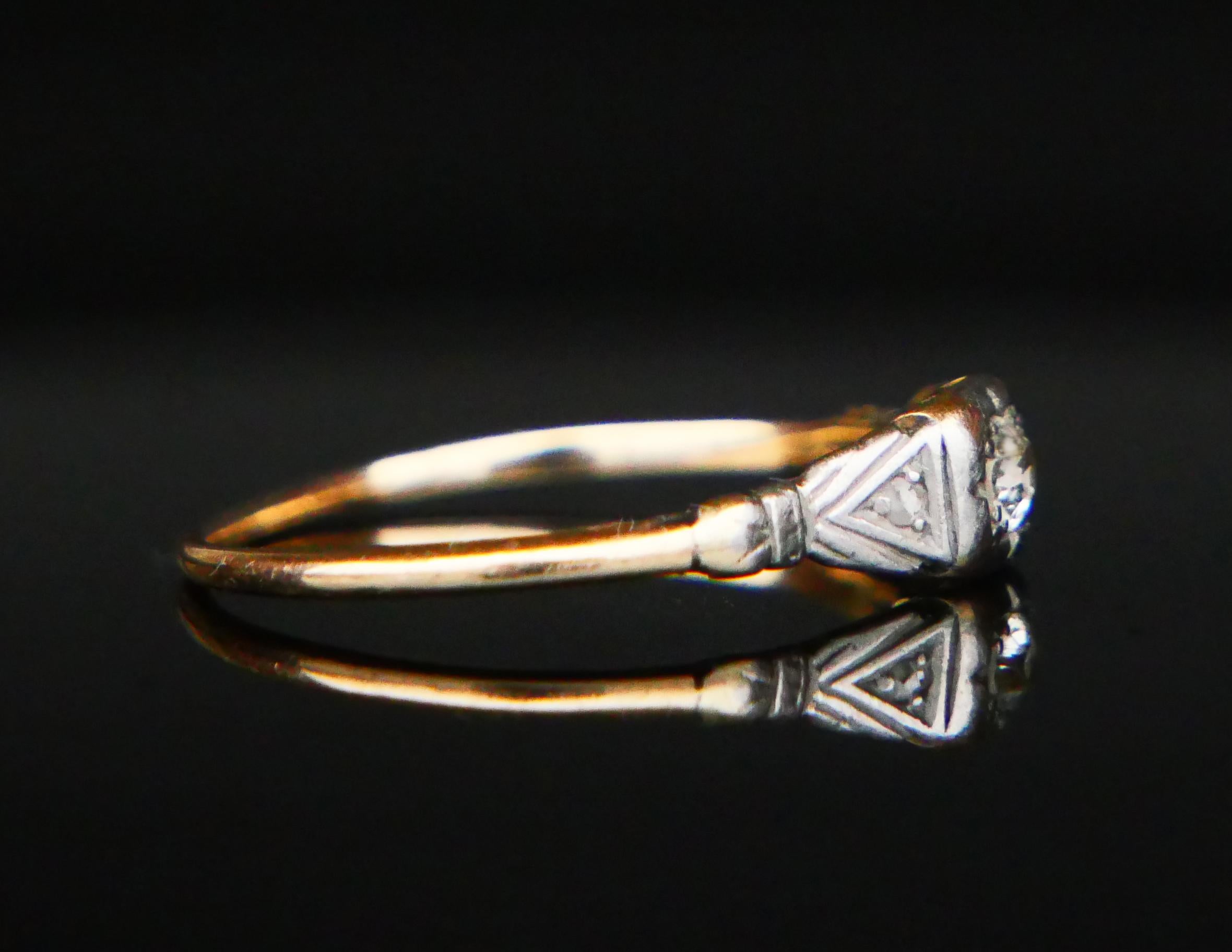 De las mujeres Anillo Alemán Antiguo Diamantes macizos Oro 14K Ø 8.75 US/ 1.8gr en venta