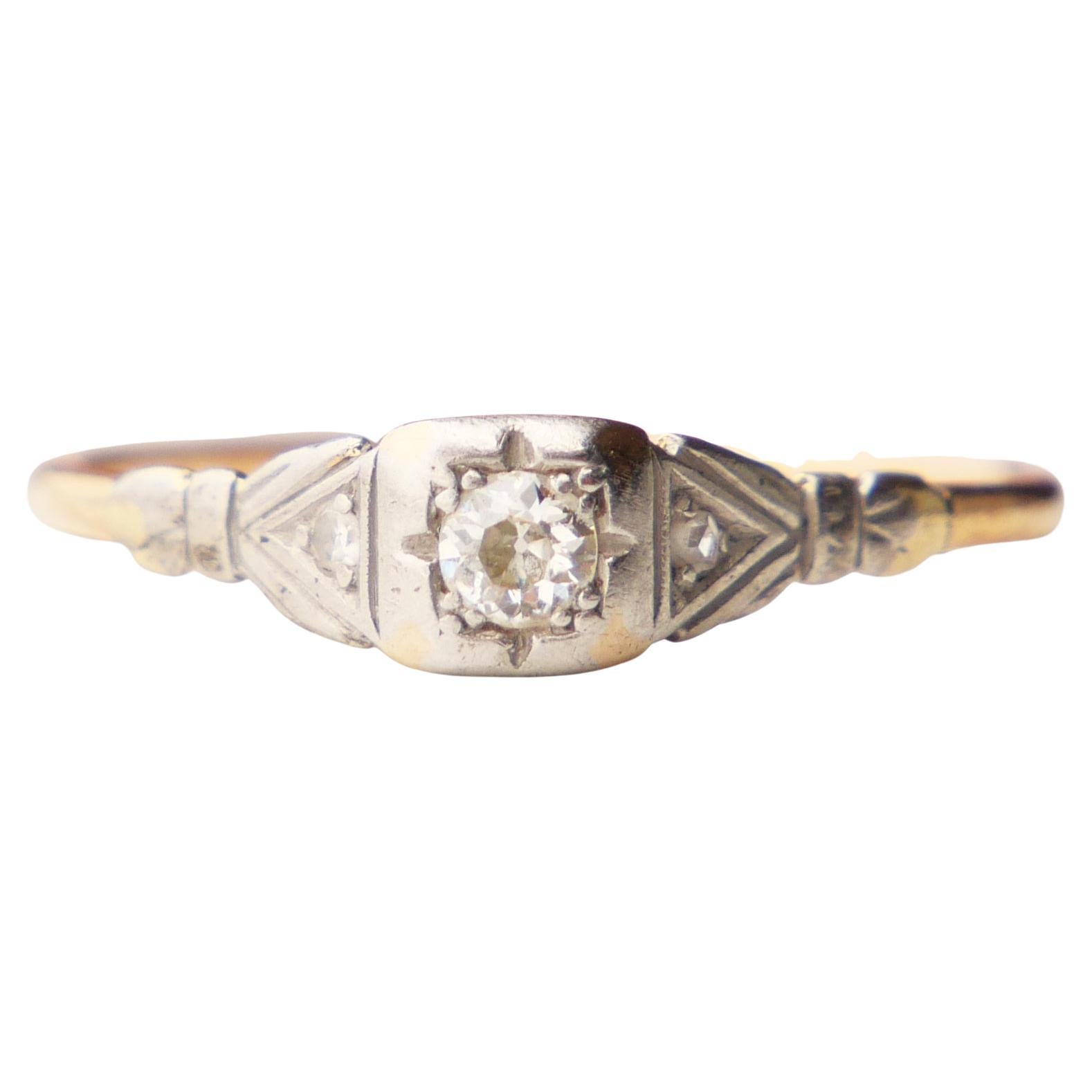 Antique German Ring Diamonds solid 14K Gold Ø 8.75 US/ 1.8gr