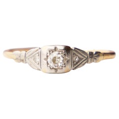 Antique German Ring Diamonds solid 14K Gold Ø 8.75 US/ 1.8gr