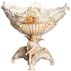 Antique German Rococo Meissen Figural Porcelain Compote, circa 1890