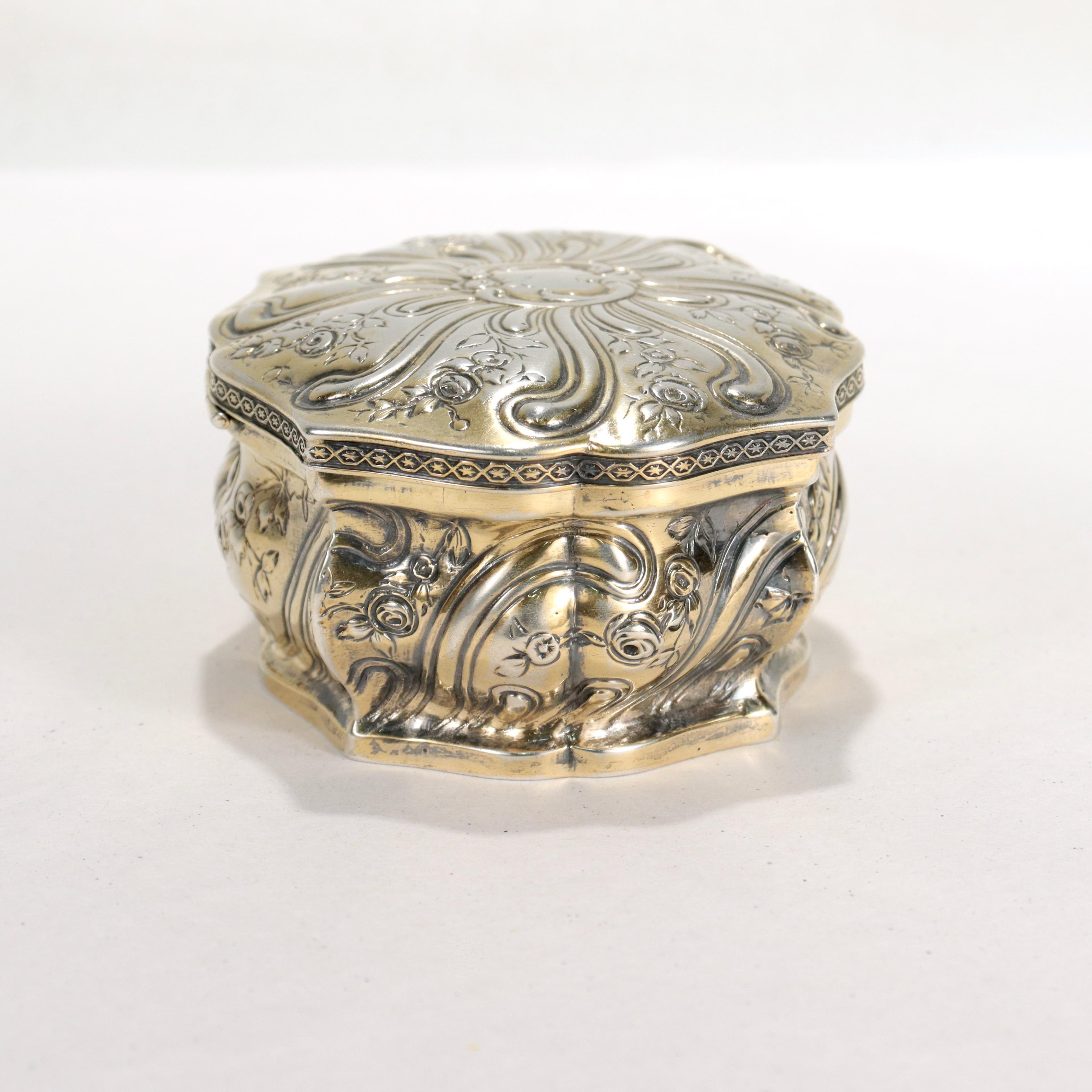 Women's or Men's Antique German Rococo Revival Silver Dresser / Snuff Box by Gebrüder Dingeldein For Sale