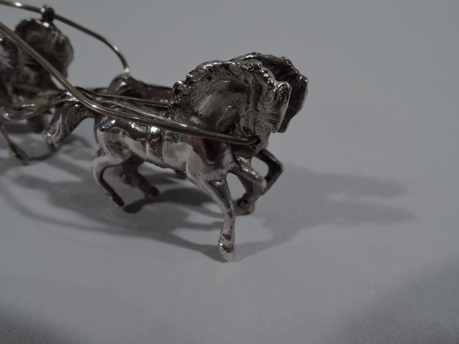 Antique German Rococo Revival Sterling Silver Miniature Coach and Six In Good Condition In New York, NY