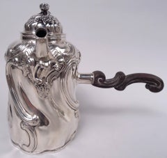 Antico set da caffè e da tè tedesco rococò in argento a 5 pezzi