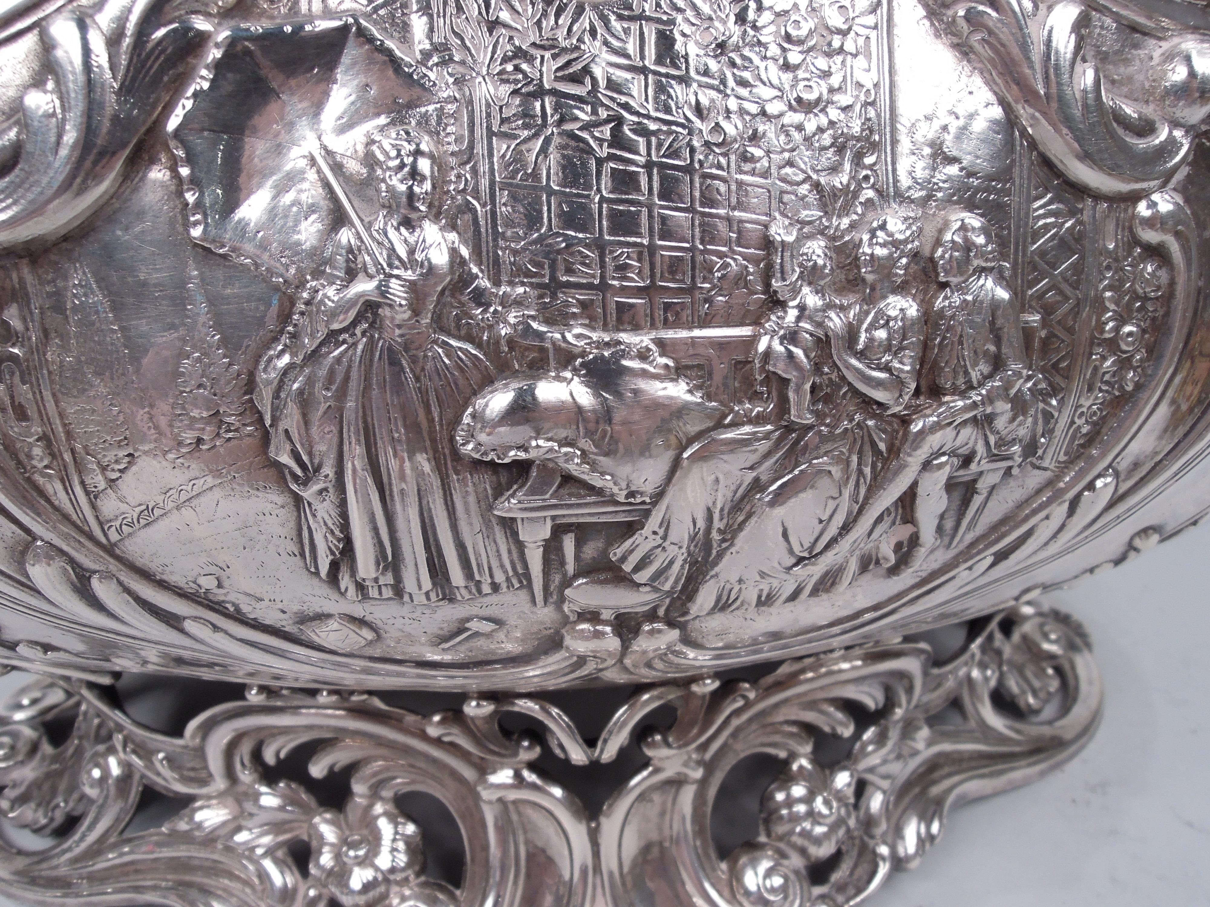 Antique German Rococo Silver Centerpiece Bowl by Neresheimer For Sale 1